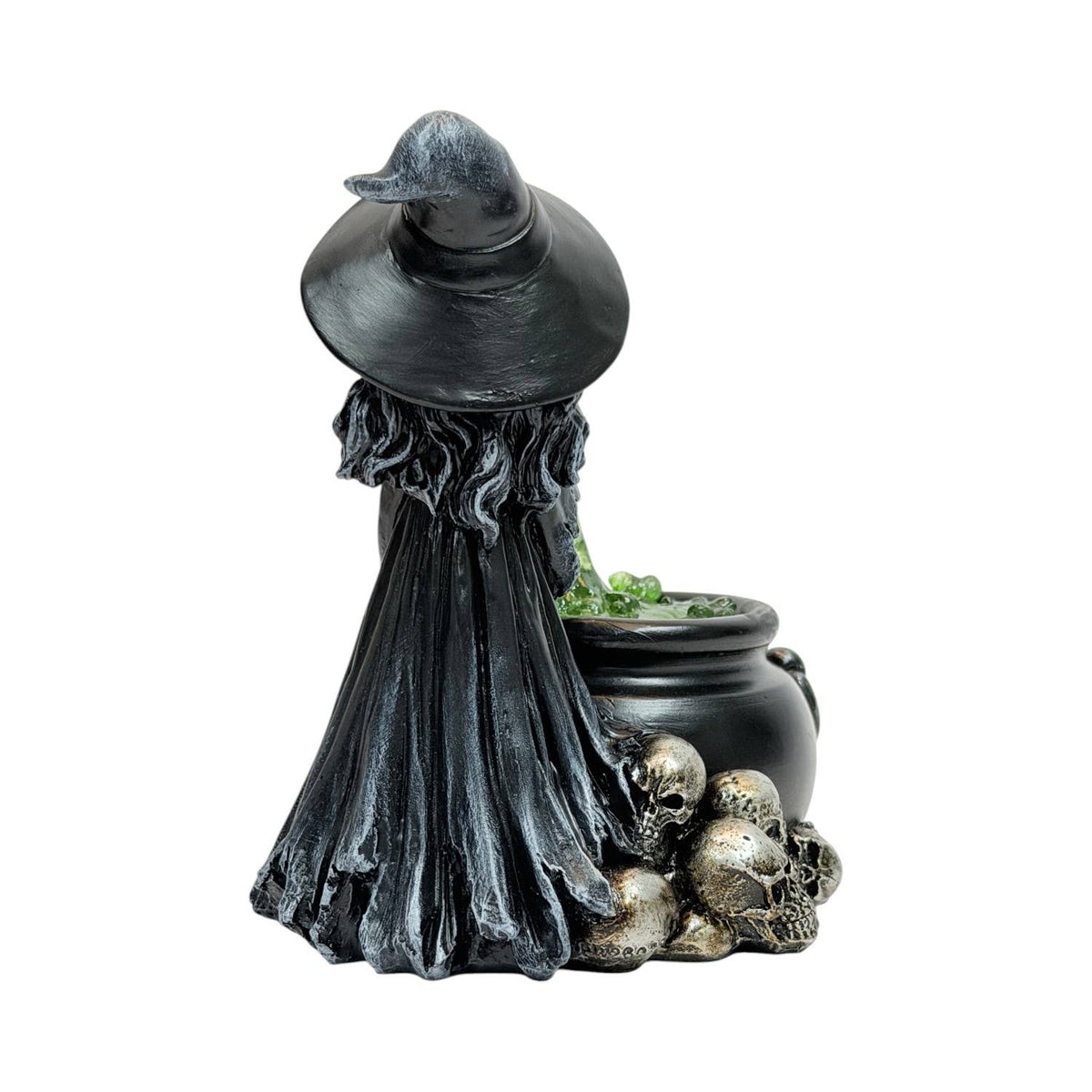 Greenfire Skeleton Witch Figurine with Cauldron – Gothic Resin Decor Home Decor - Gothic & Alternative Gift - Haunted