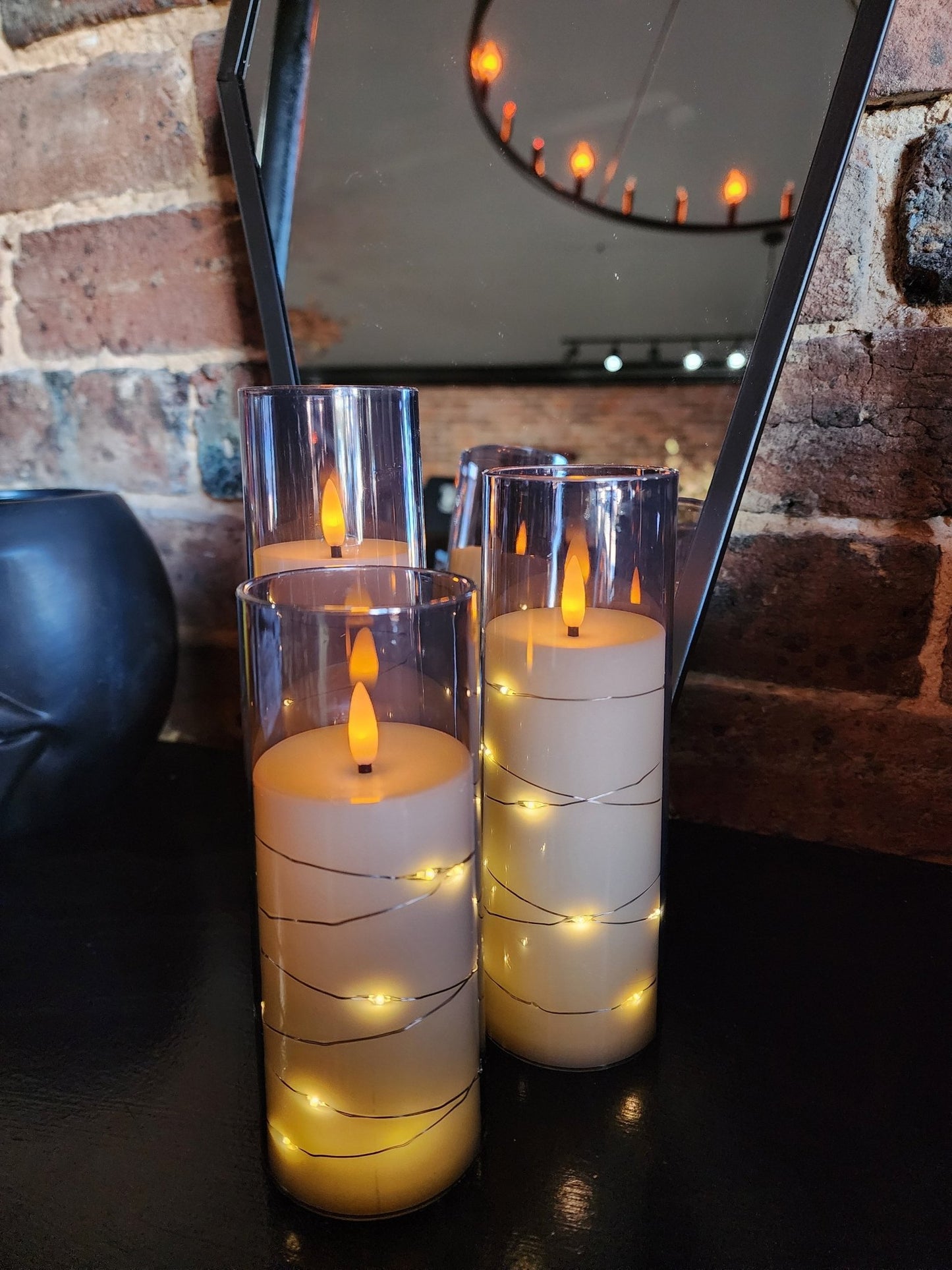Grey Sparkle Pillar Flameless Candles with Remote Candles - Gothic & Alternative Gift - Haunted