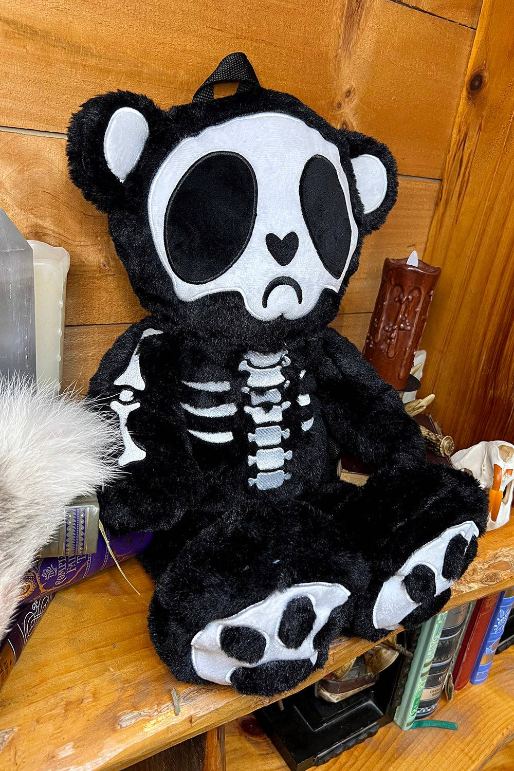 Grumpy Bones Bear Plush Backpack Stuffed Animals - Gothic & Alternative Gift - Haunted