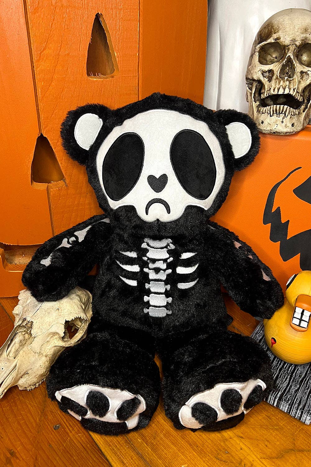 Grumpy Bones Bear Plush Backpack Stuffed Animals - Gothic & Alternative Gift - Haunted