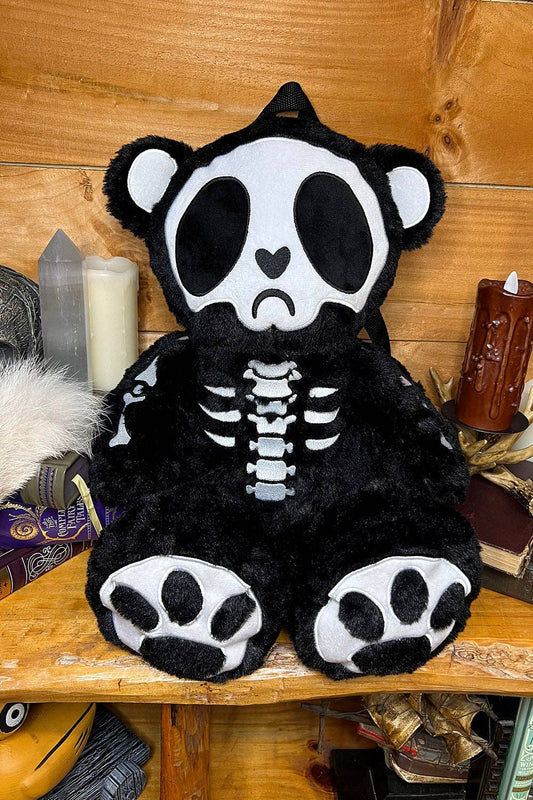 Grumpy Bones Bear Plush Backpack Stuffed Animals - Gothic & Alternative Gift - Haunted