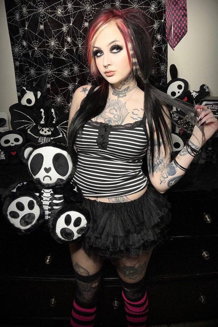 Grumpy Bones Bear Plush Toy Holiday Creepmas Gothmas Christmas Spooky Gift Stuffed Animals - Gothic & Alternative Gift - Haunted