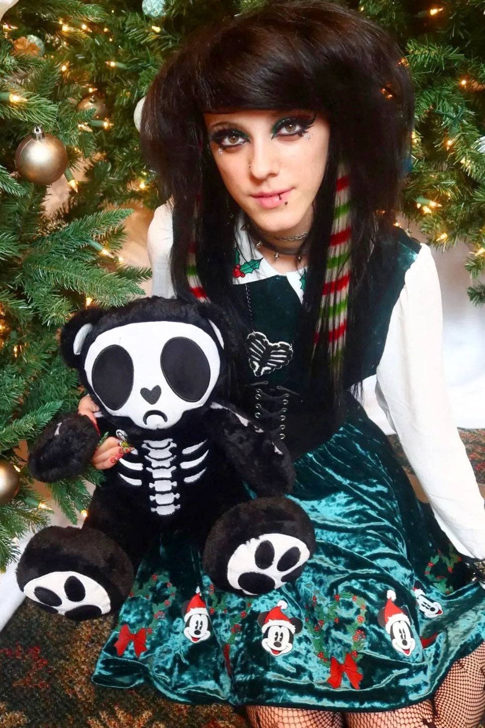Grumpy Bones Bear Plush Toy Holiday Creepmas Gothmas Christmas Spooky Gift Stuffed Animals - Gothic & Alternative Gift - Haunted