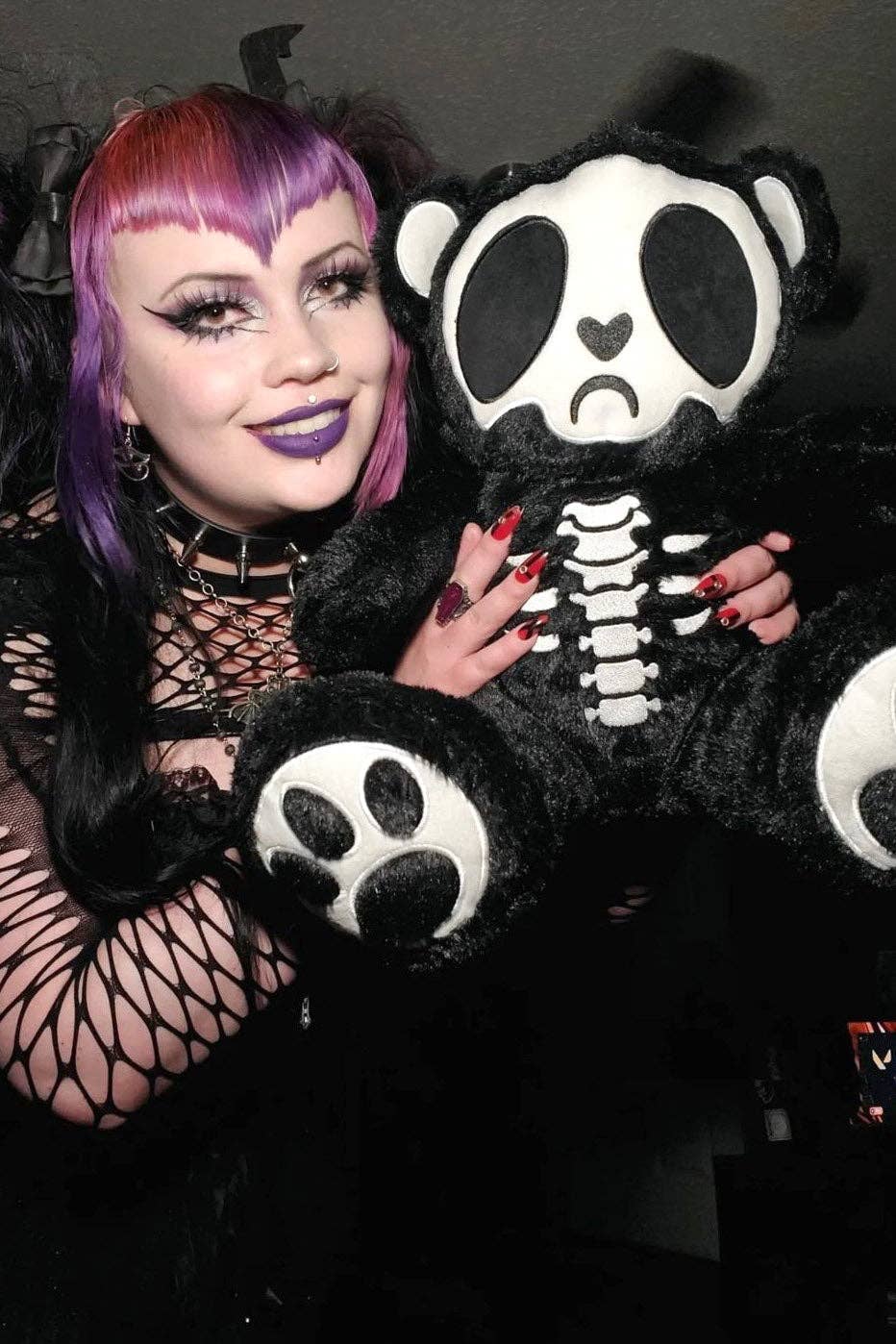 Grumpy Bones Bear Plush Toy Holiday Creepmas Gothmas Christmas Spooky Gift Stuffed Animals - Gothic & Alternative Gift - Haunted