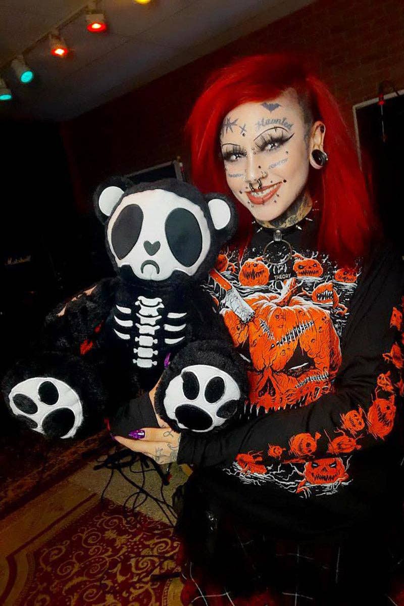 Grumpy Bones Bear Plush Toy Holiday Creepmas Gothmas Christmas Spooky Gift Stuffed Animals - Gothic & Alternative Gift - Haunted