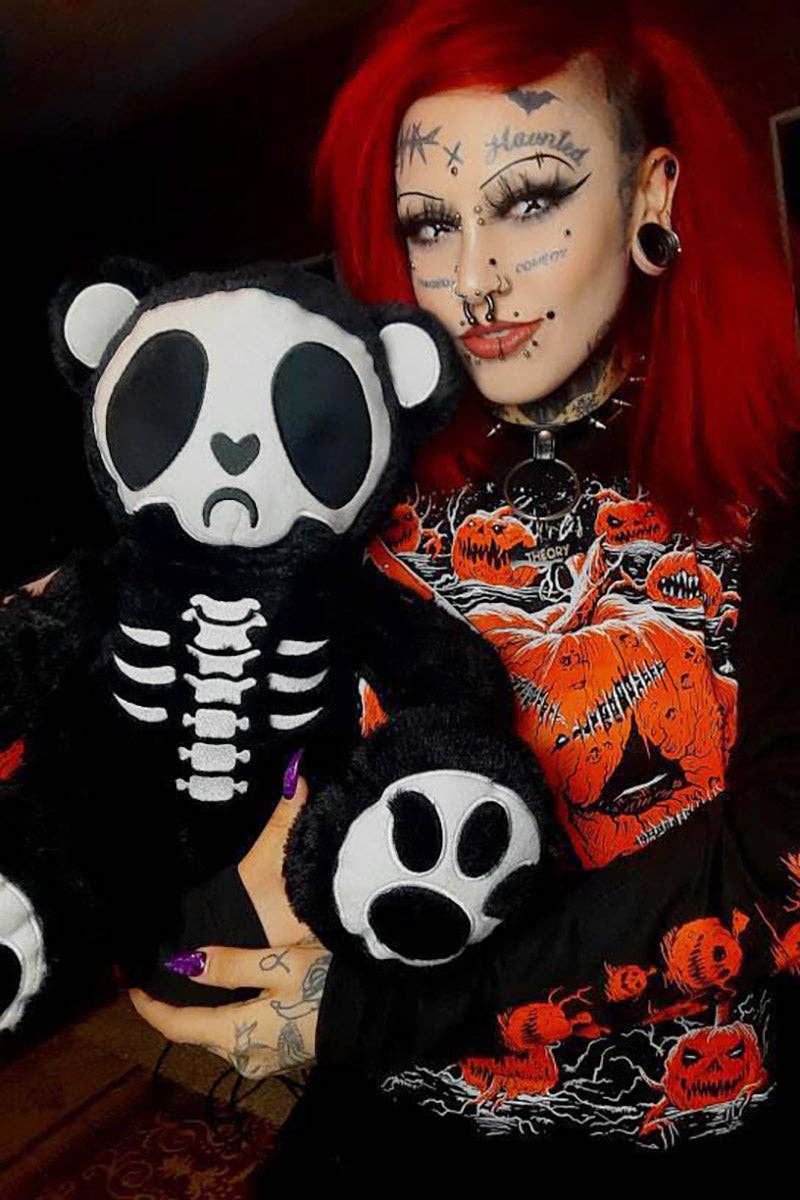 Grumpy Bones Bear Plush Toy Holiday Creepmas Gothmas Christmas Spooky Gift Stuffed Animals - Gothic & Alternative Gift - Haunted
