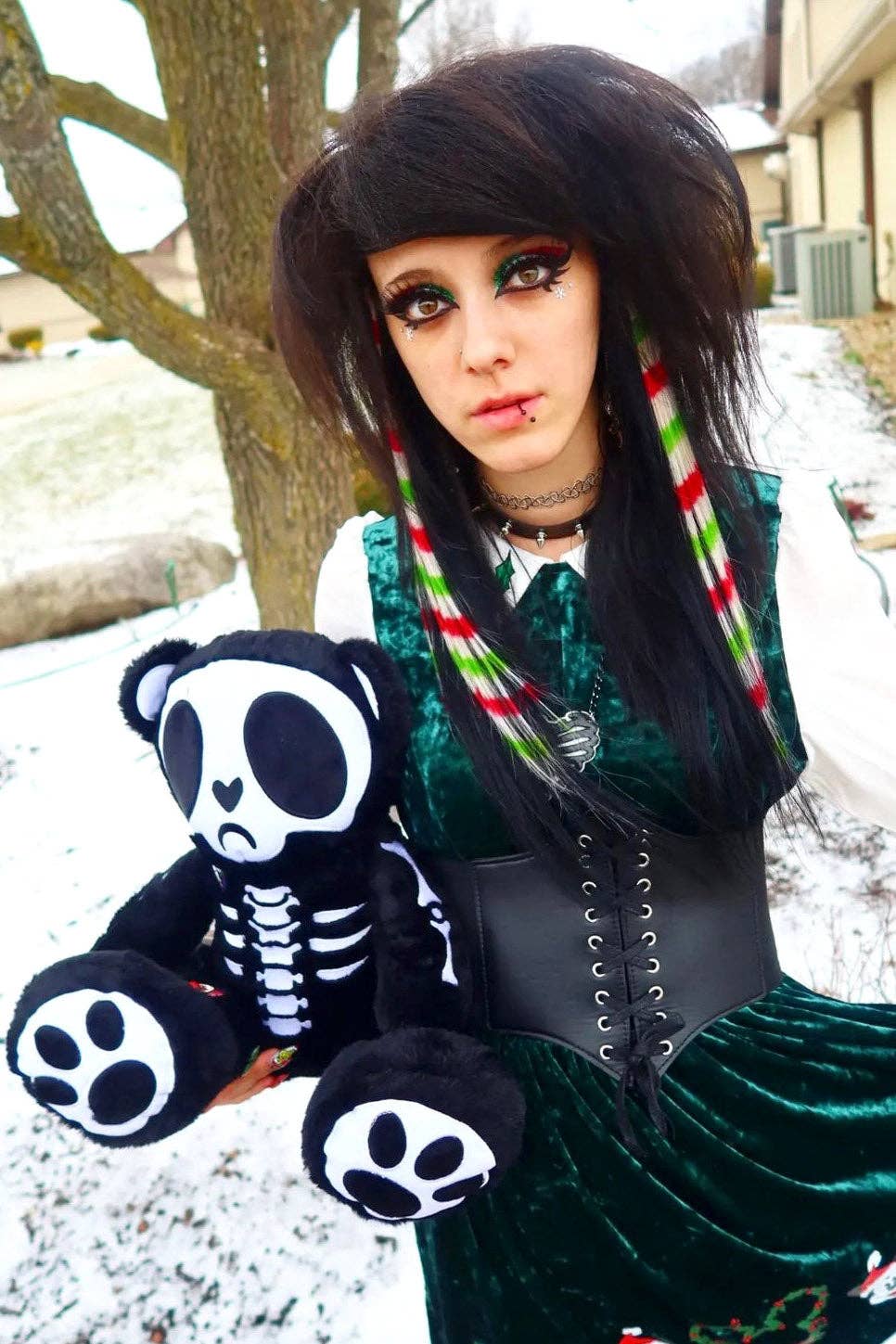 Grumpy Bones Bear Plush Toy Holiday Creepmas Gothmas Christmas Spooky Gift Stuffed Animals - Gothic & Alternative Gift - Haunted