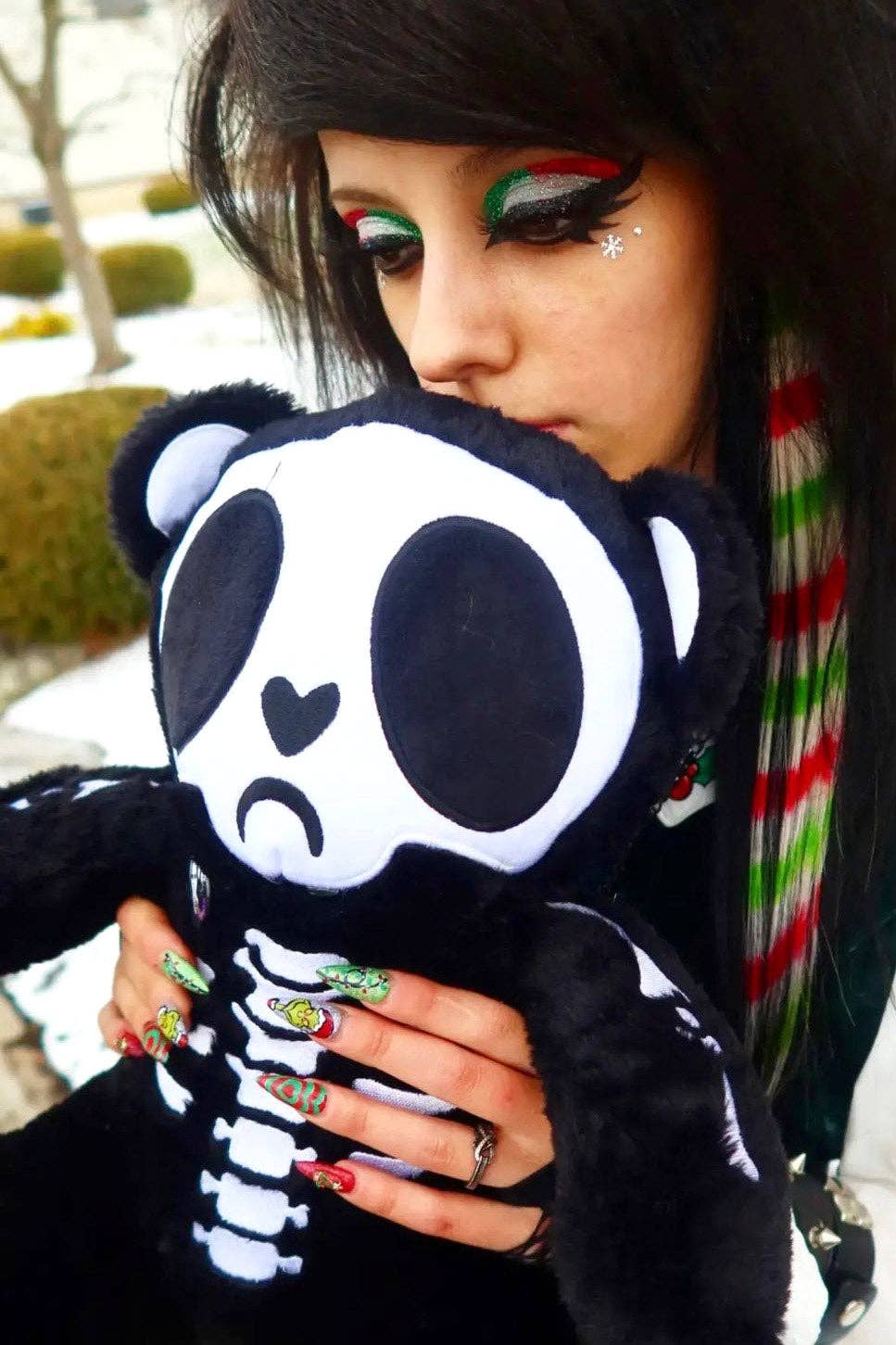 Grumpy Bones Bear Plush Toy Holiday Creepmas Gothmas Christmas Spooky Gift Stuffed Animals - Gothic & Alternative Gift - Haunted