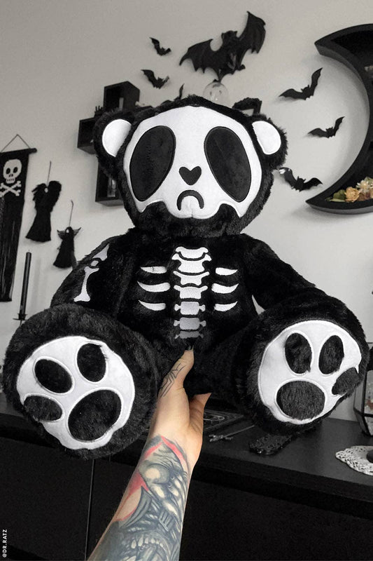 Grumpy Bones Bear Plush Toy Holiday Creepmas Gothmas Christmas Spooky Gift Stuffed Animals - Gothic & Alternative Gift - Haunted