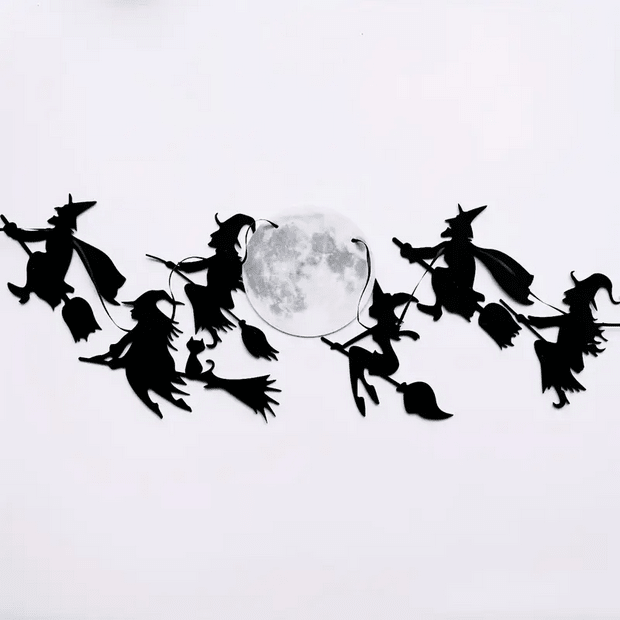 Halloween Flying Witch Garland Banner Wall Hanging - Gothic & Alternative Gift - Haunted