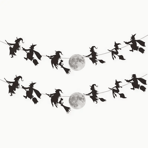 Halloween Flying Witch Garland Banner Wall Hanging - Gothic & Alternative Gift - Haunted