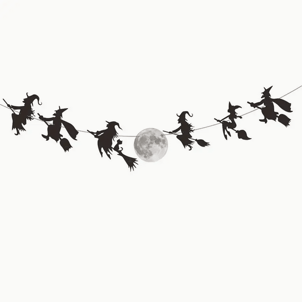 Halloween Flying Witch Garland Banner Wall Hanging - Gothic & Alternative Gift - Haunted