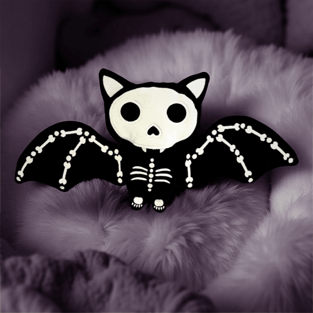 Halloween Goth Bat Skeleton Stuffed Plush Animal Home Decor - Gothic & Alternative Gift - Haunted