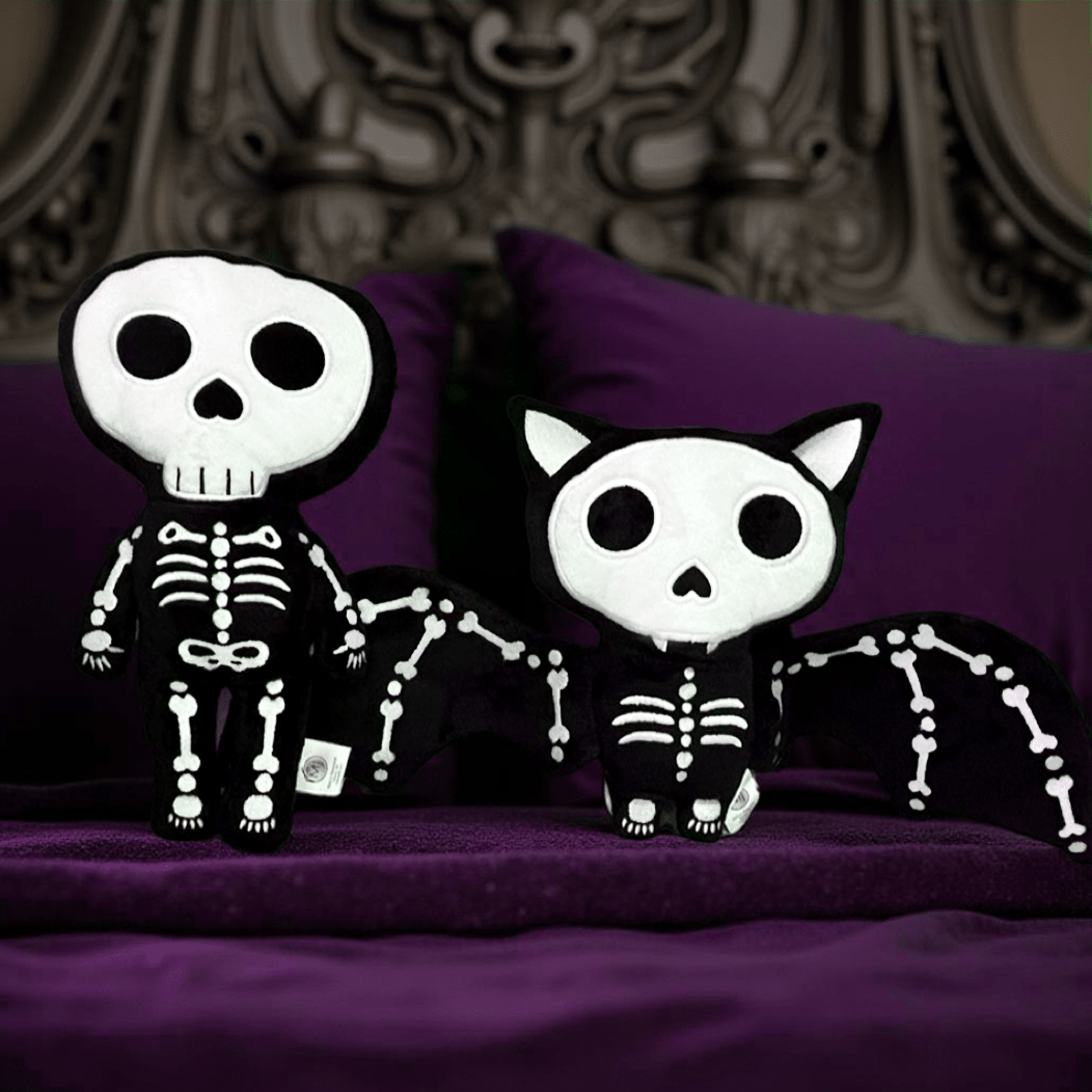 Halloween Goth Bat Skeleton Stuffed Plush Animal Home Decor - Gothic & Alternative Gift - Haunted