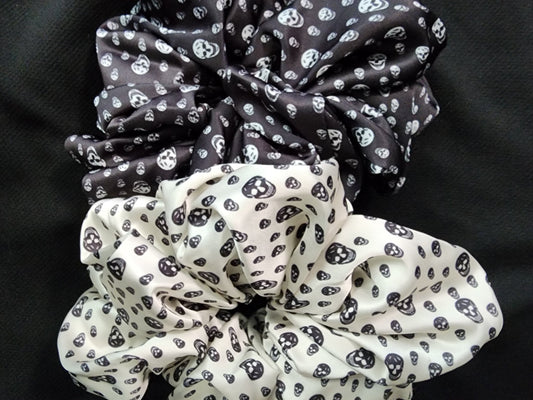 Halloween Hair Scrunchie Skull Black and White Accessories - Gothic & Alternative Gift - Haunted