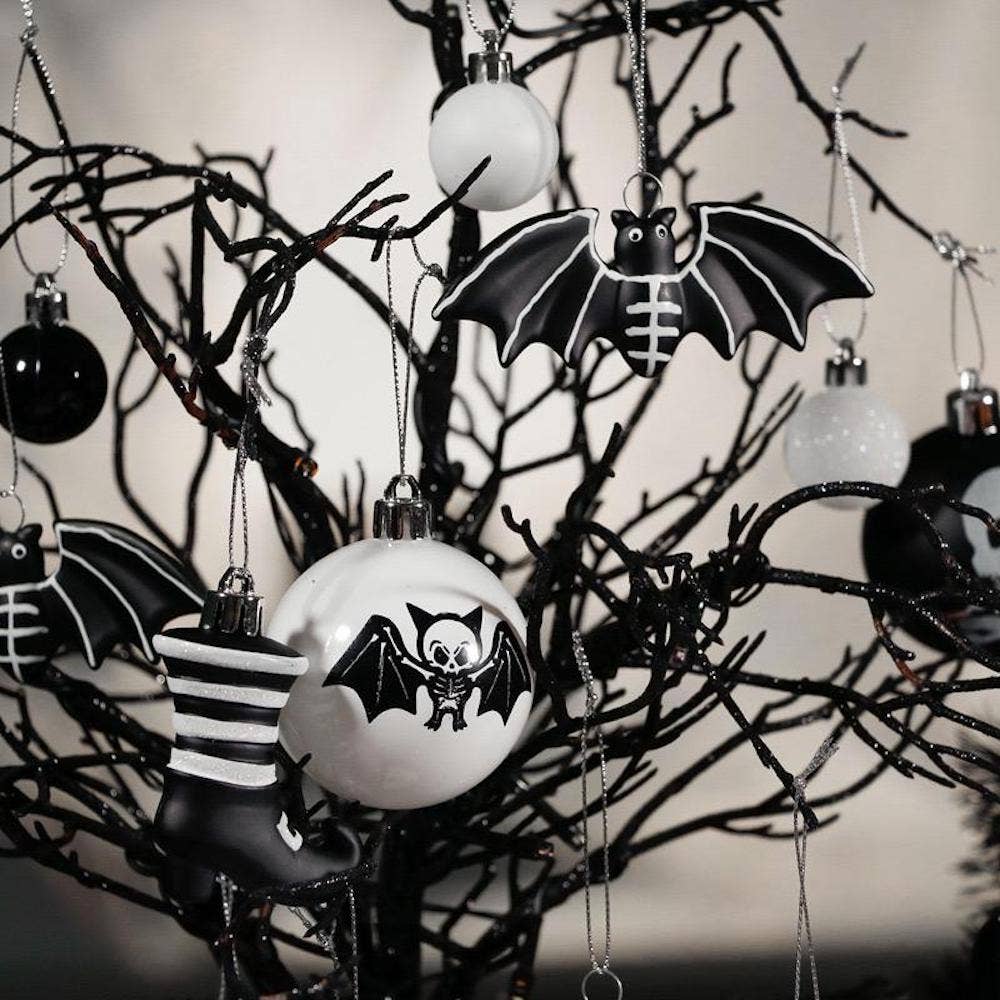 Halloween Skeleton Black and White Ornament Set Gothmas, Christmas, Creepmas, Holiday Ornaments - Gothic & Alternative Gift - Haunted