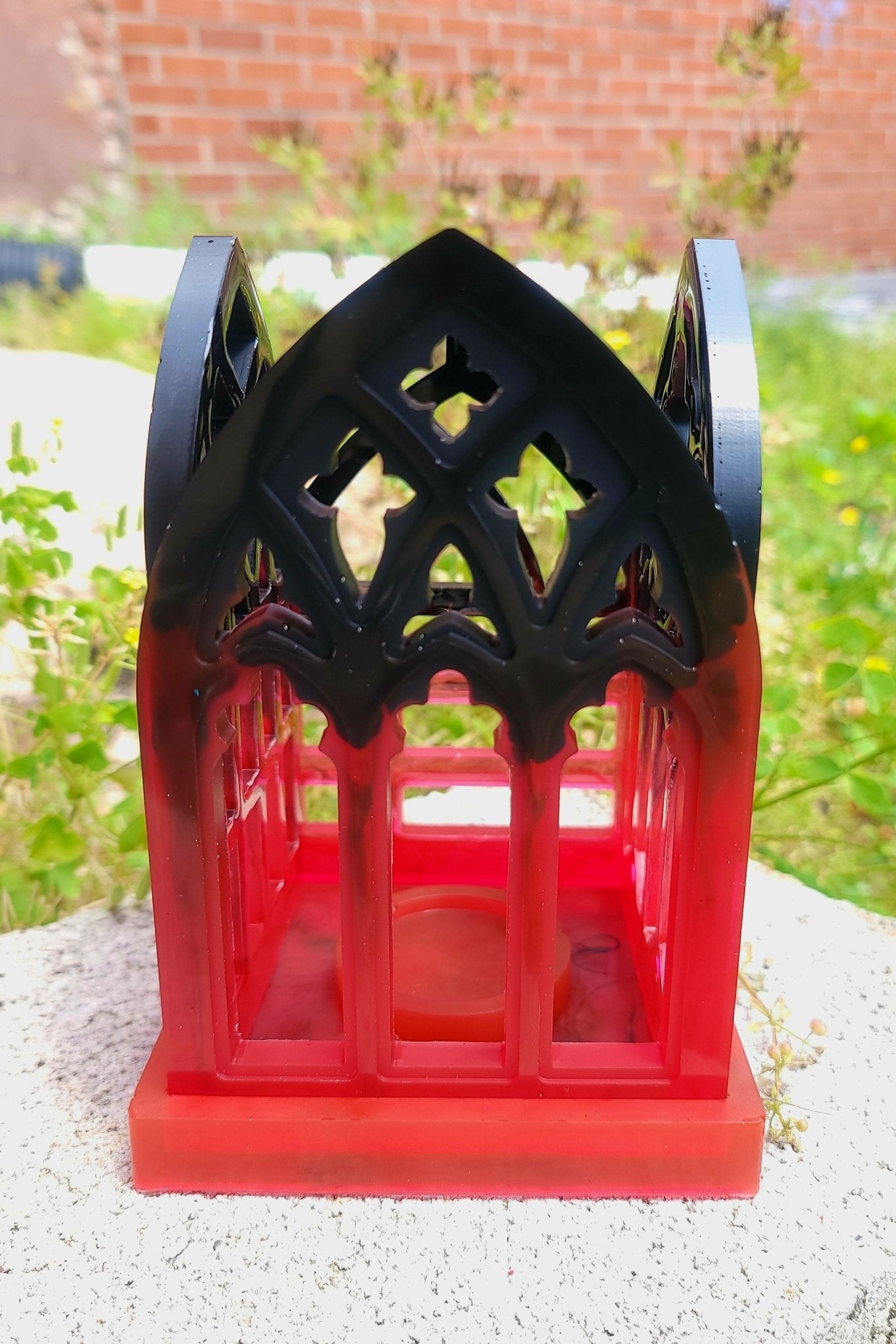 Handmade black to red Cathedral Tea Light Candle Holder Candle holders - Gothic & Alternative Gift - Haunted