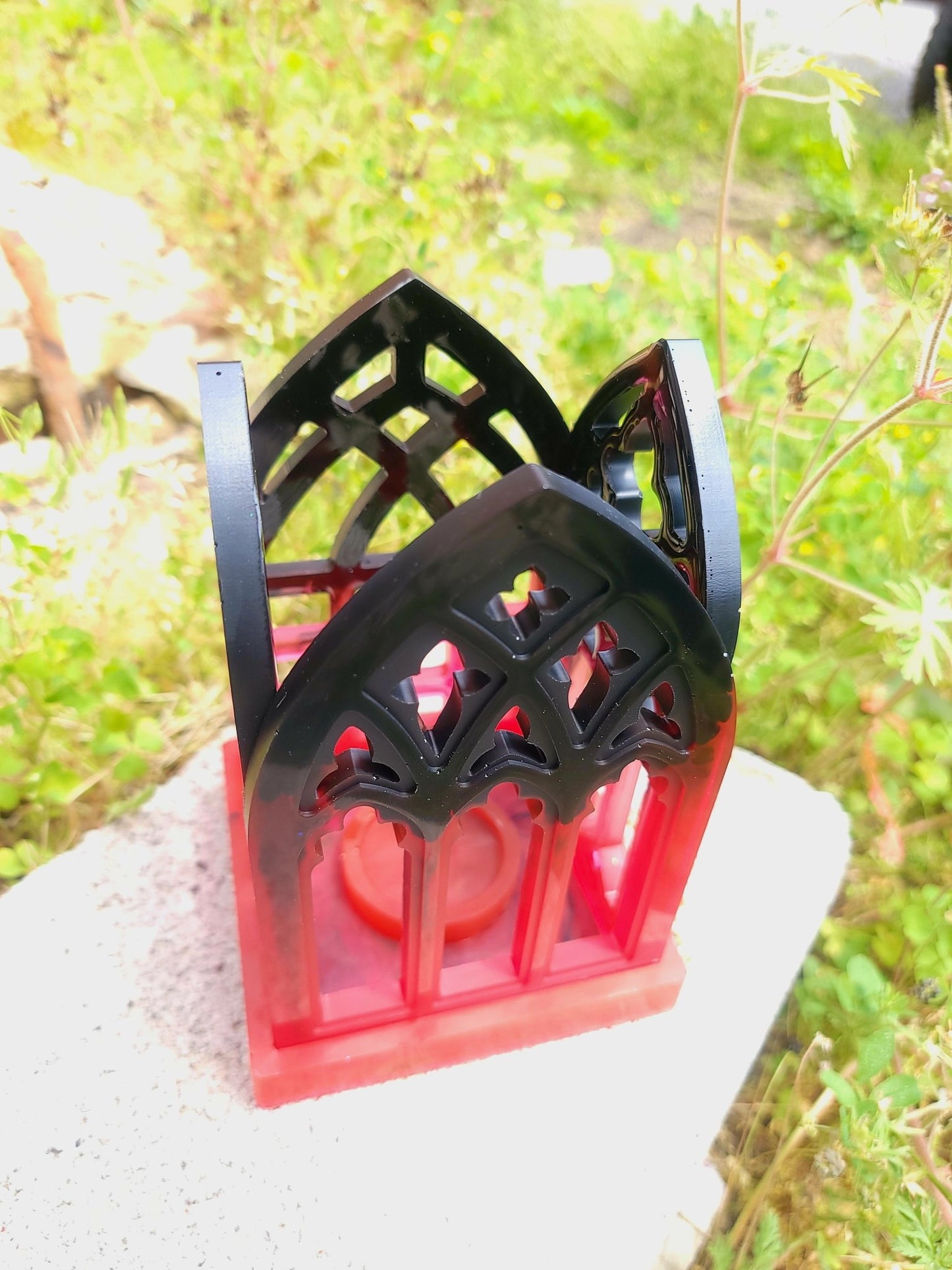Handmade black to red Cathedral Tea Light Candle Holder Candle holders - Gothic & Alternative Gift - Haunted