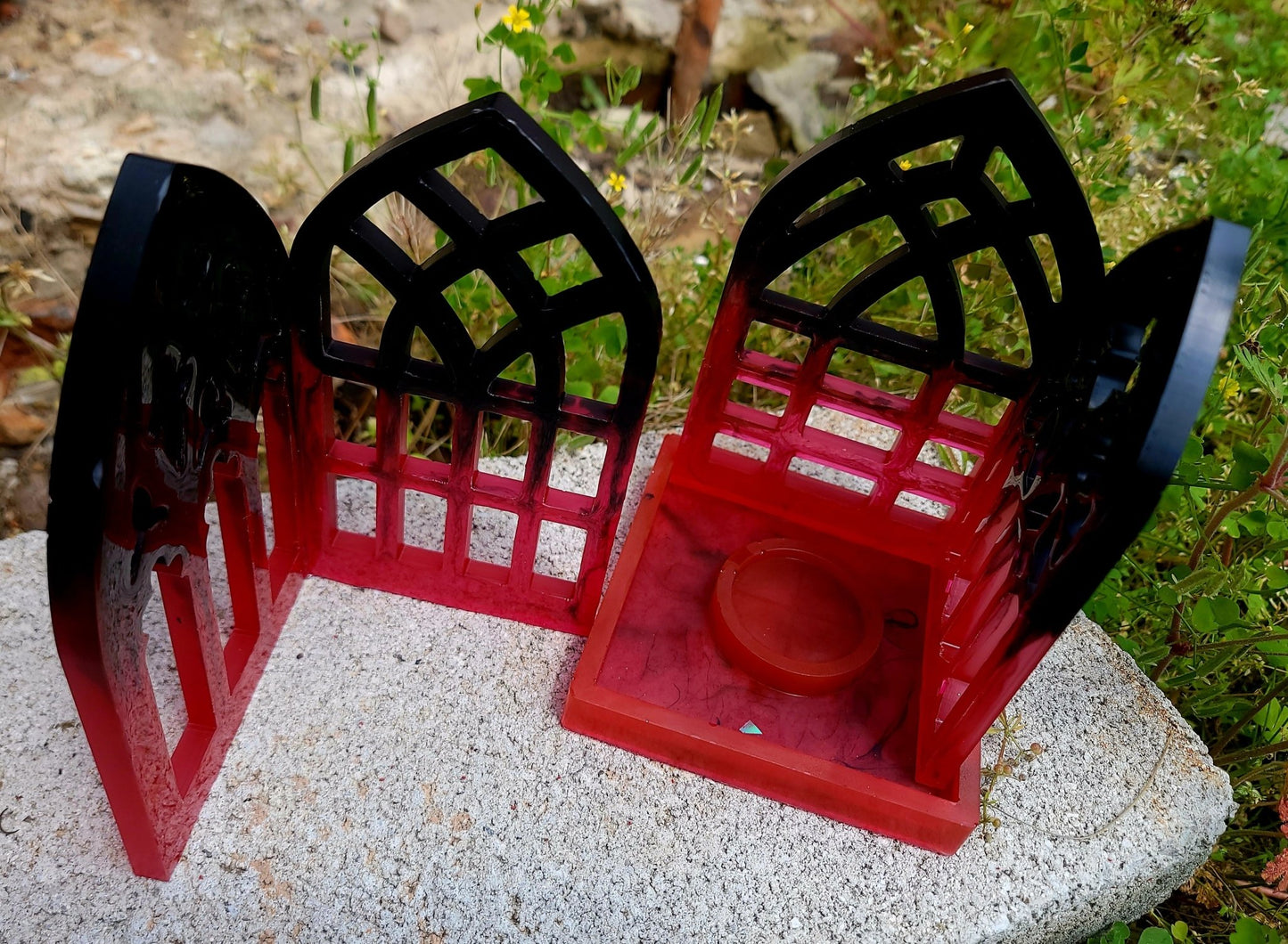 Handmade black to red Cathedral Tea Light Candle Holder Candle holders - Gothic & Alternative Gift - Haunted