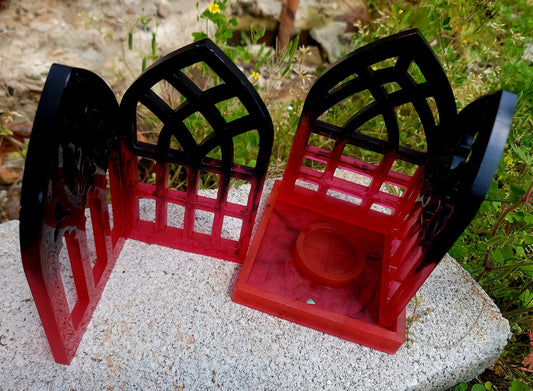 Handmade black to red Cathedral Tea Light Candle Holder Candle holders - Gothic & Alternative Gift - Haunted