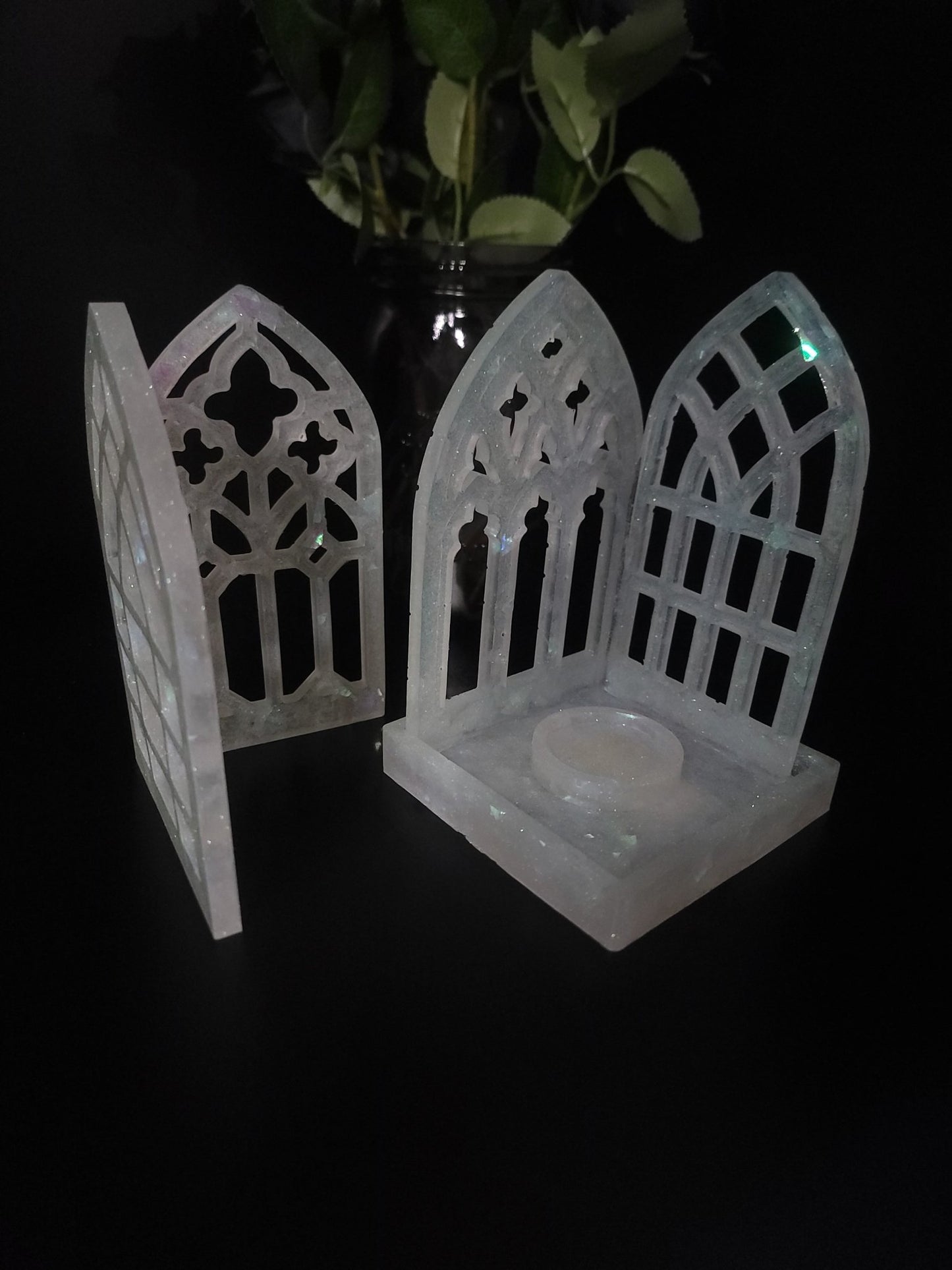 Handmade Glowing Sparkle Cathedral Arch Tea Light Candle Holder Candle holders - Gothic & Alternative Gift - Haunted