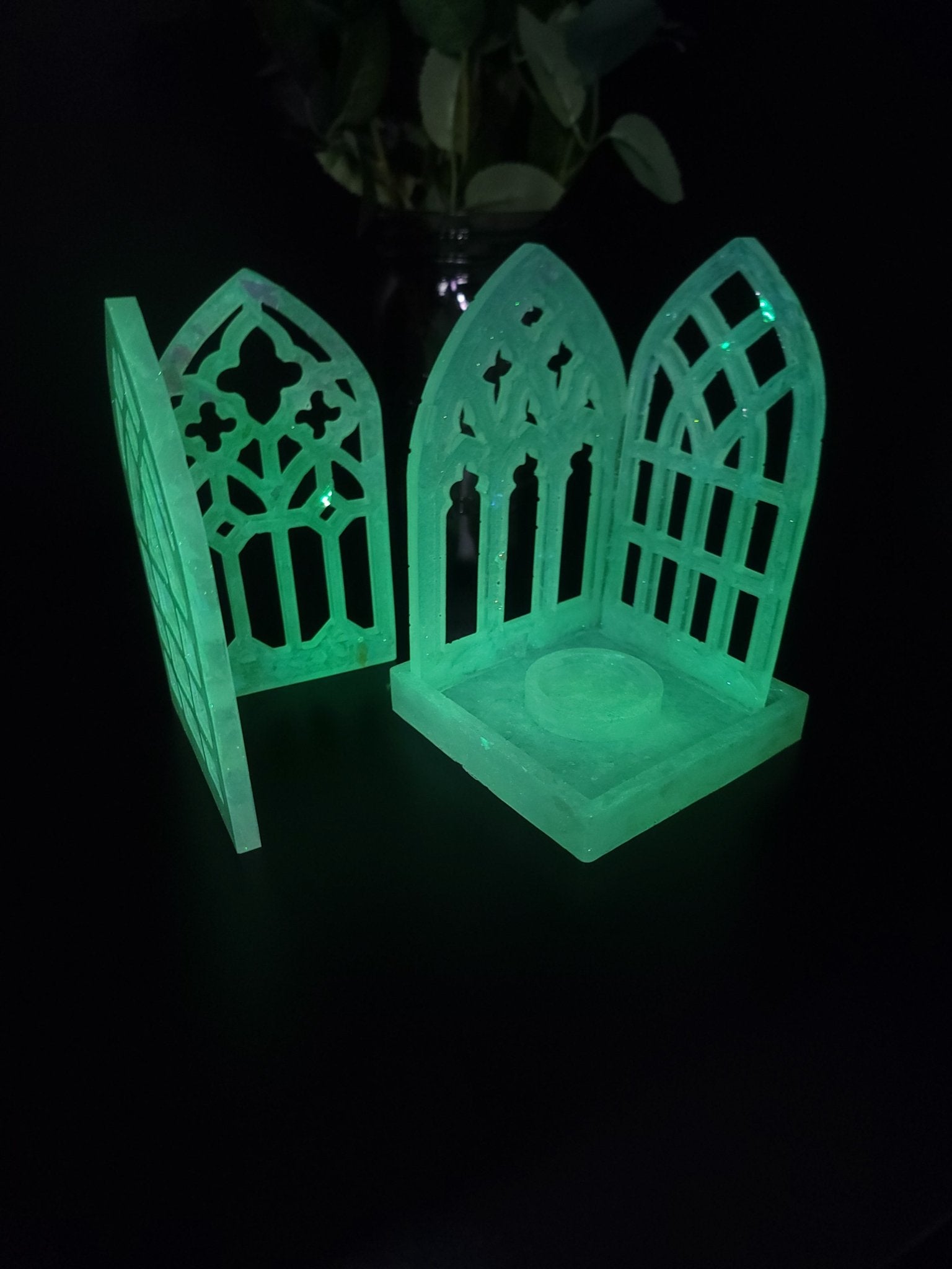 Handmade Glowing Sparkle Cathedral Arch Tea Light Candle Holder Candle holders - Gothic & Alternative Gift - Haunted