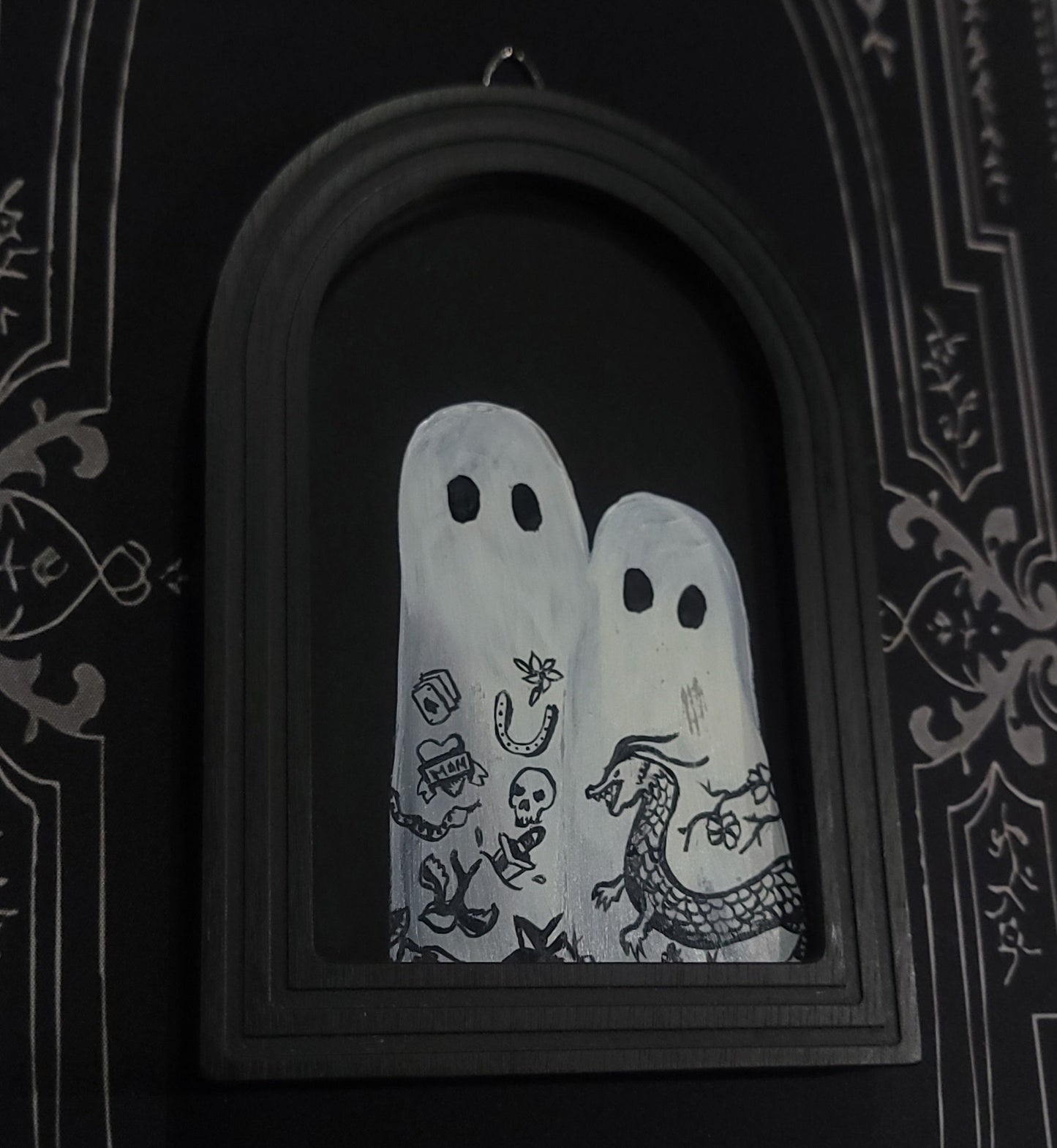 Handmade Mini Ghost paintings by HKR Original Artwork - Gothic & Alternative Gift - Haunted