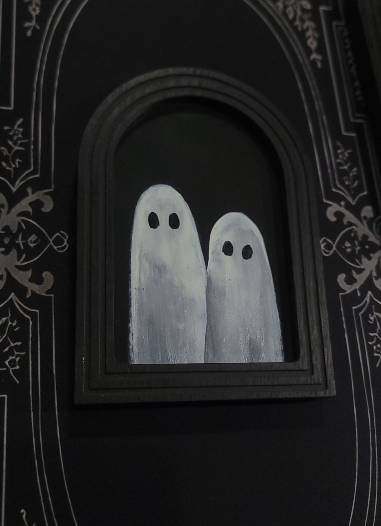 Handmade Mini Ghost paintings by HKR Original Artwork - Gothic & Alternative Gift - Haunted
