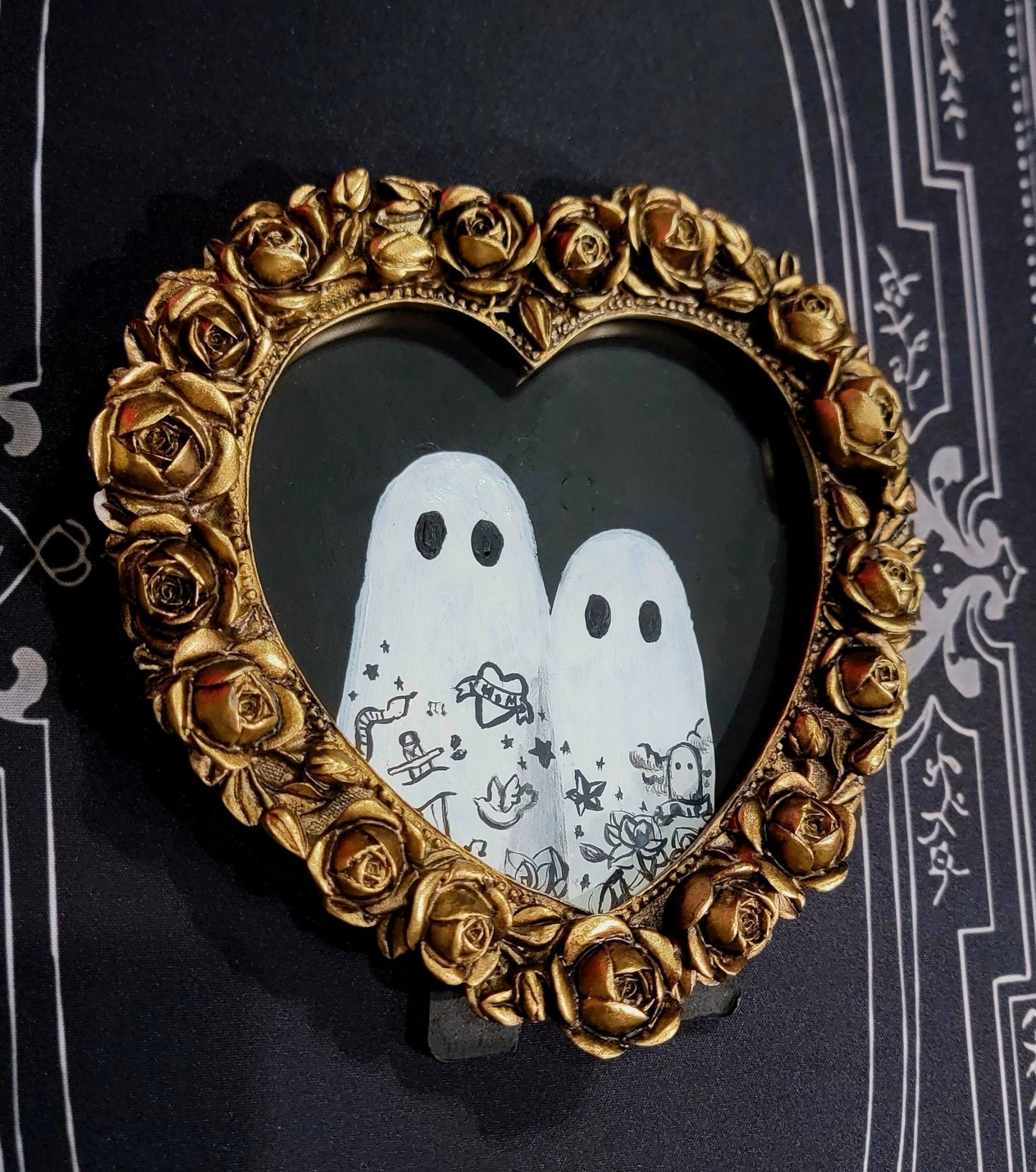 Handmade Mini Ghost paintings by HKR Original Artwork - Gothic & Alternative Gift - Haunted