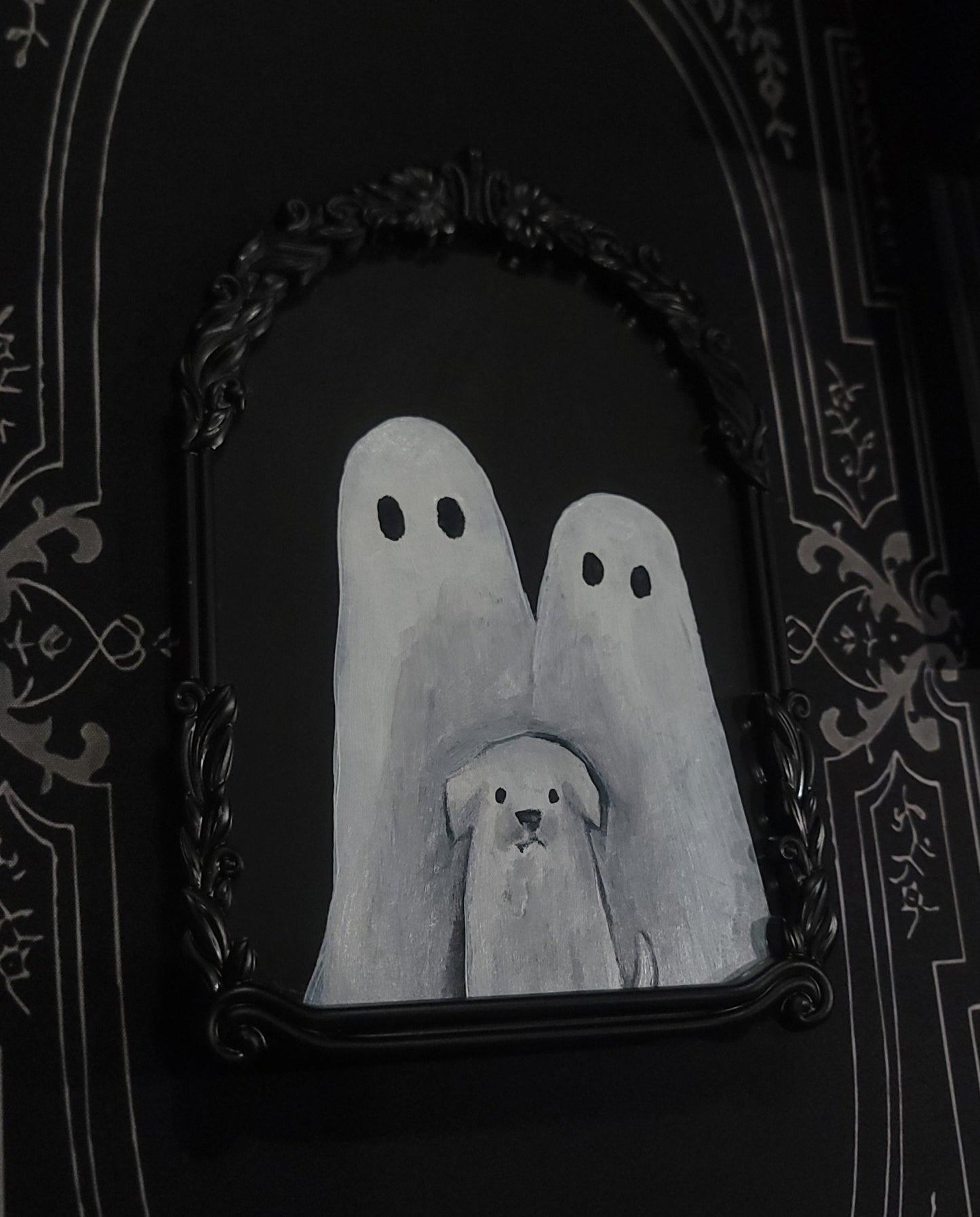 Handmade Mini Ghost paintings by HKR Original Artwork - Gothic & Alternative Gift - Haunted