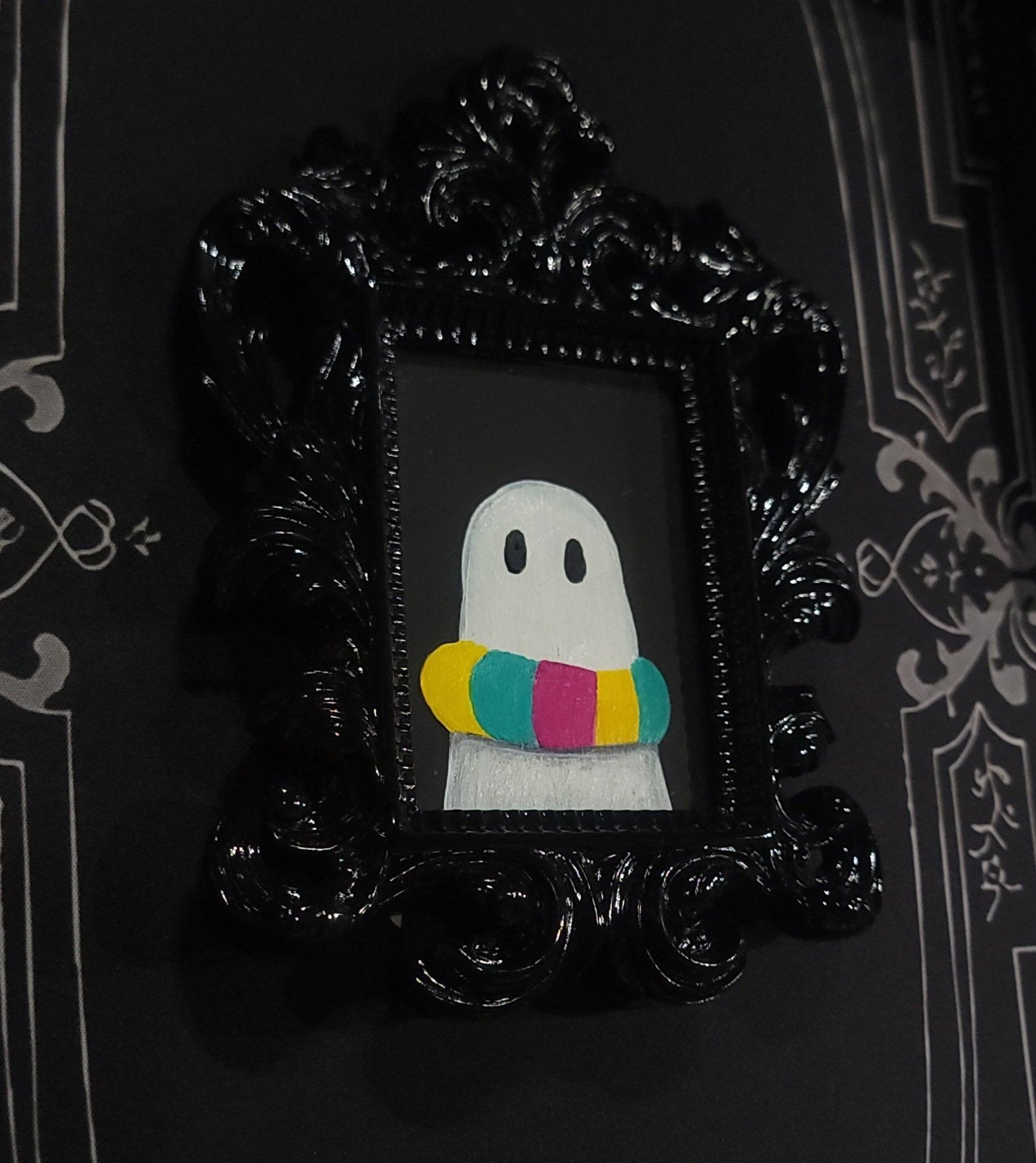 Handmade Mini Ghost paintings by HKR Original Artwork - Gothic & Alternative Gift - Haunted
