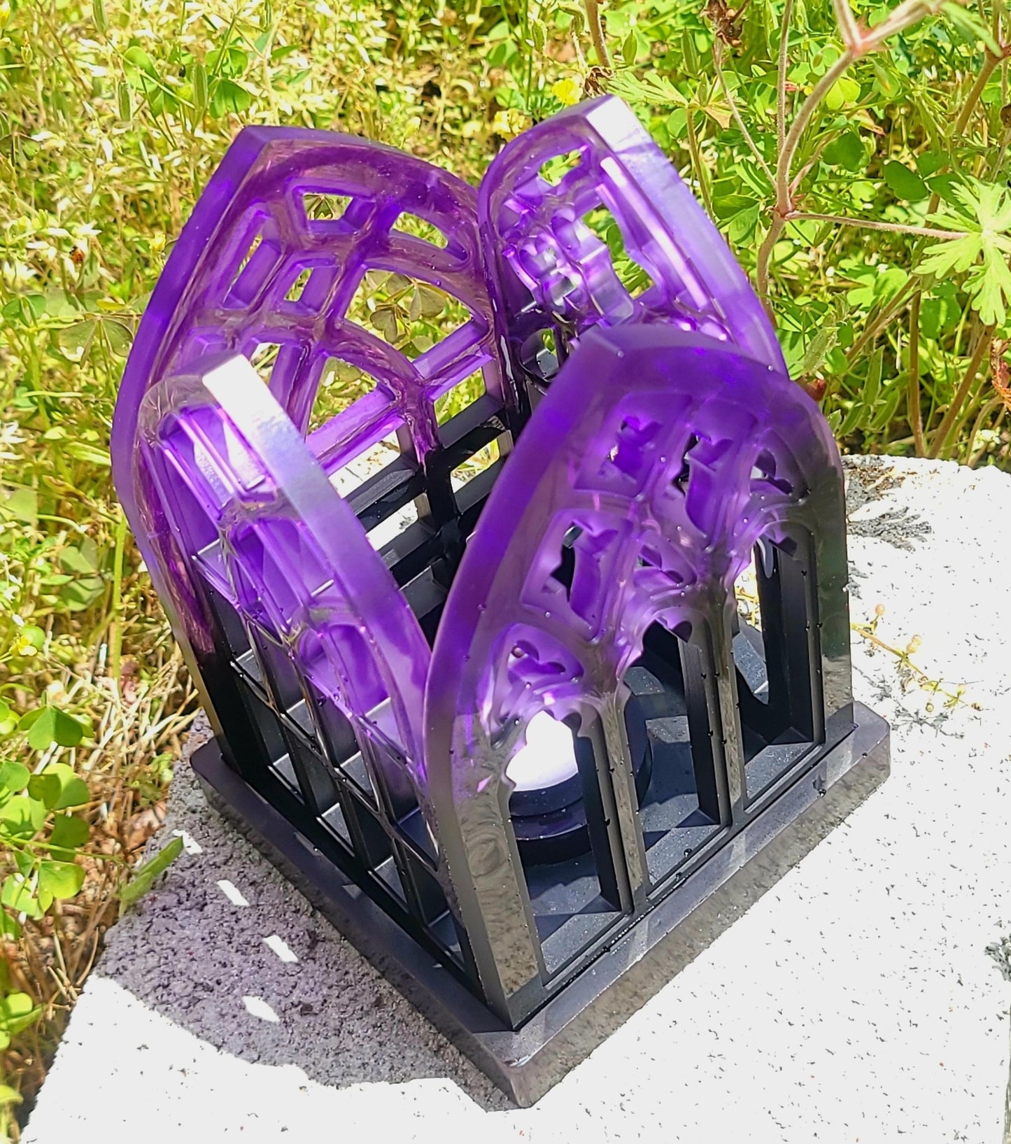 Handmade Purple to black Cathedral Tea Light Candle Holder Candle holders - Gothic & Alternative Gift - Haunted