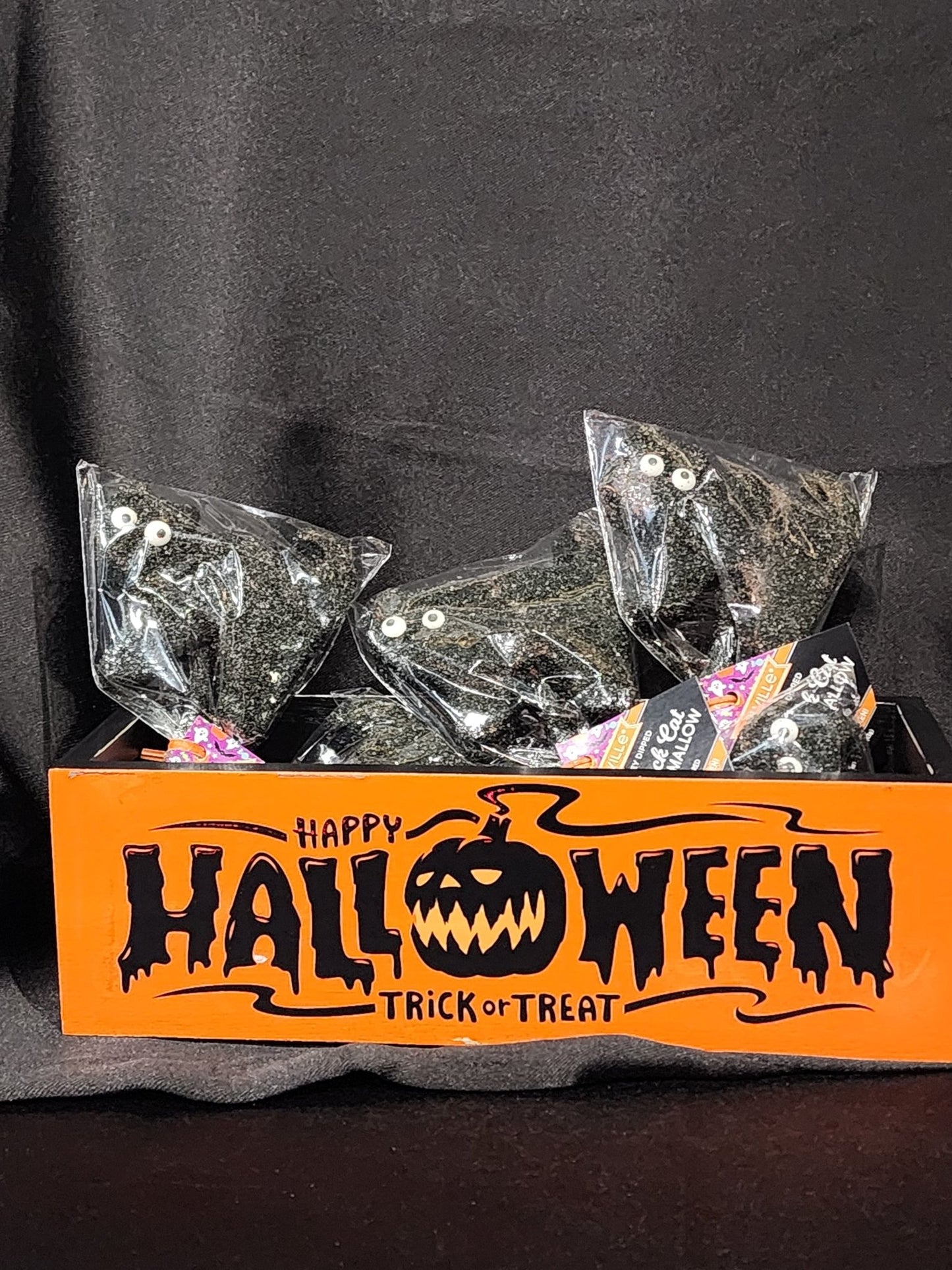 Happy Halloween Trick or Treat Wood Bin Box Wall Hanging - Gothic & Alternative Gift - Haunted