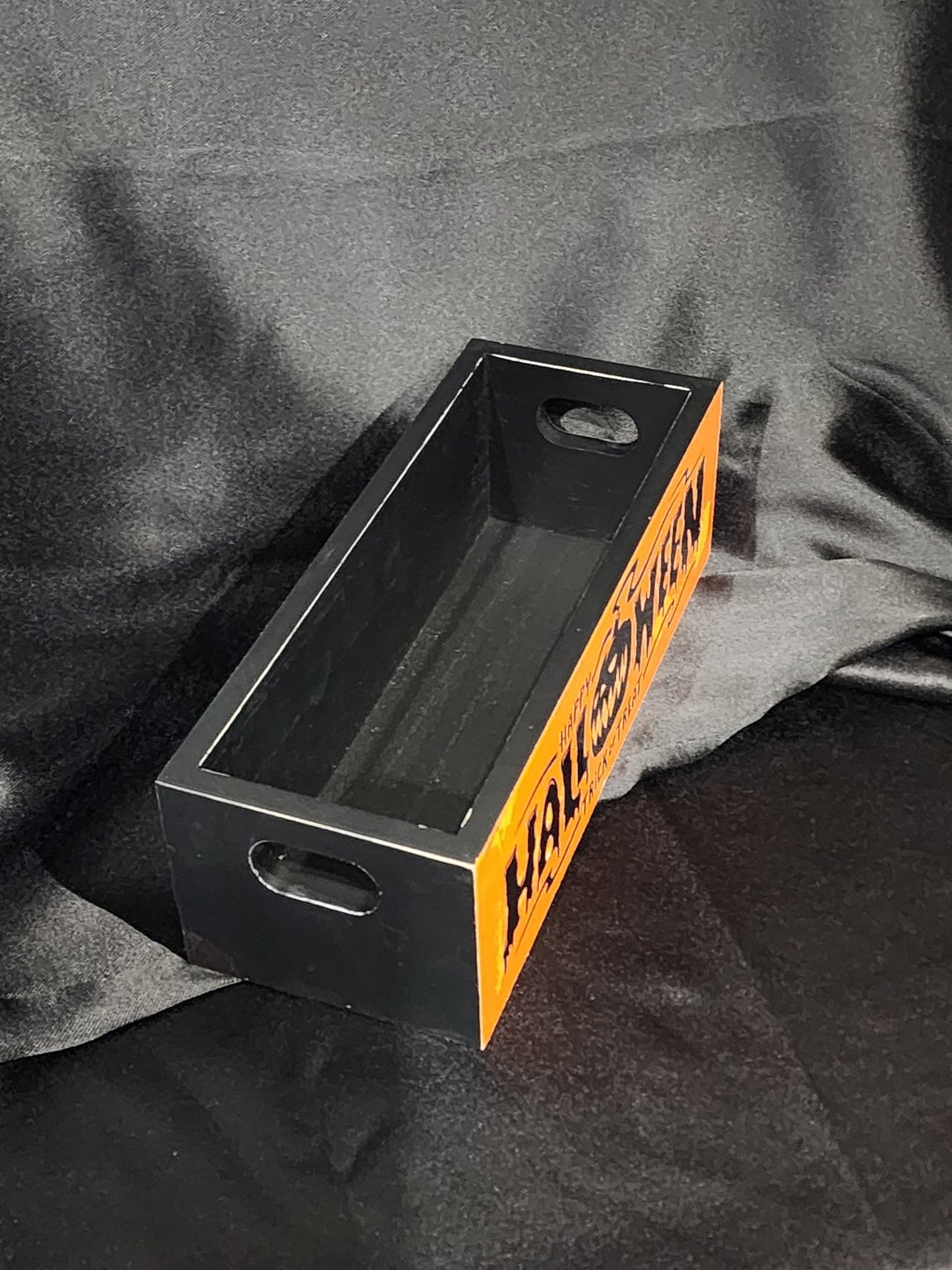 Happy Halloween Trick or Treat Wood Bin Box Wall Hanging - Gothic & Alternative Gift - Haunted