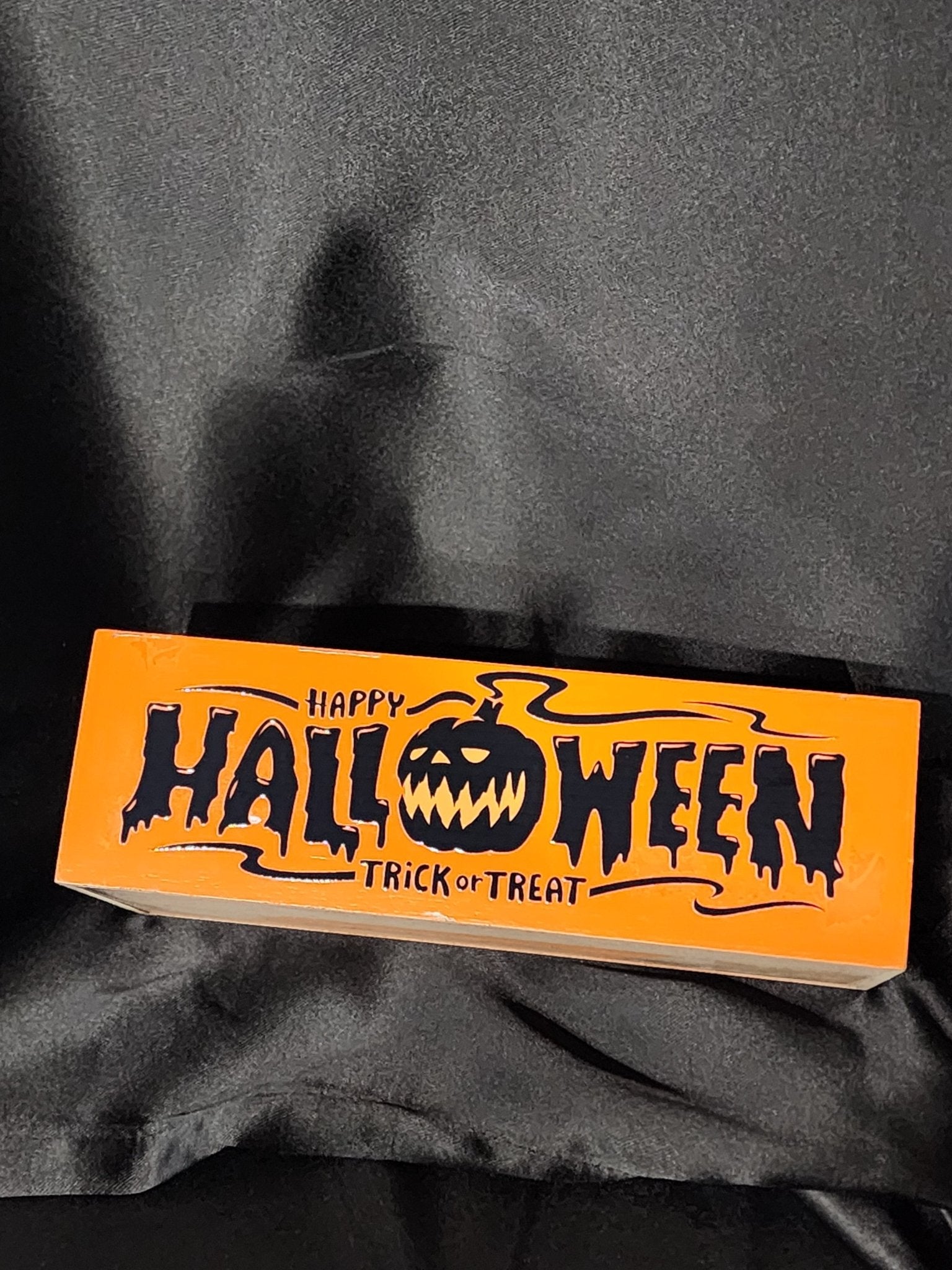 Happy Halloween Trick or Treat Wood Bin Box Wall Hanging - Gothic & Alternative Gift - Haunted