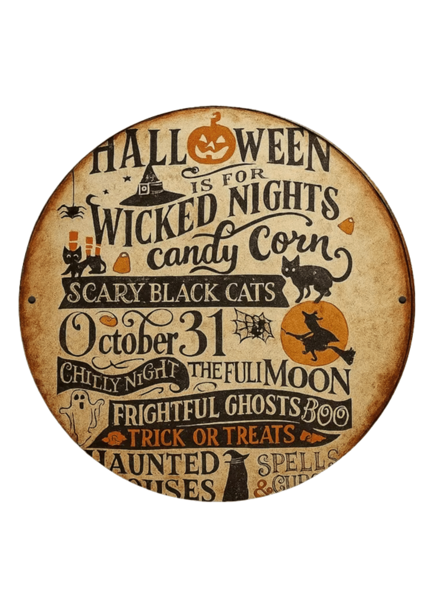 Happy Halloween vintage Metal Wall Art Plaque wall hanging - Gothic & Alternative Gift - Haunted
