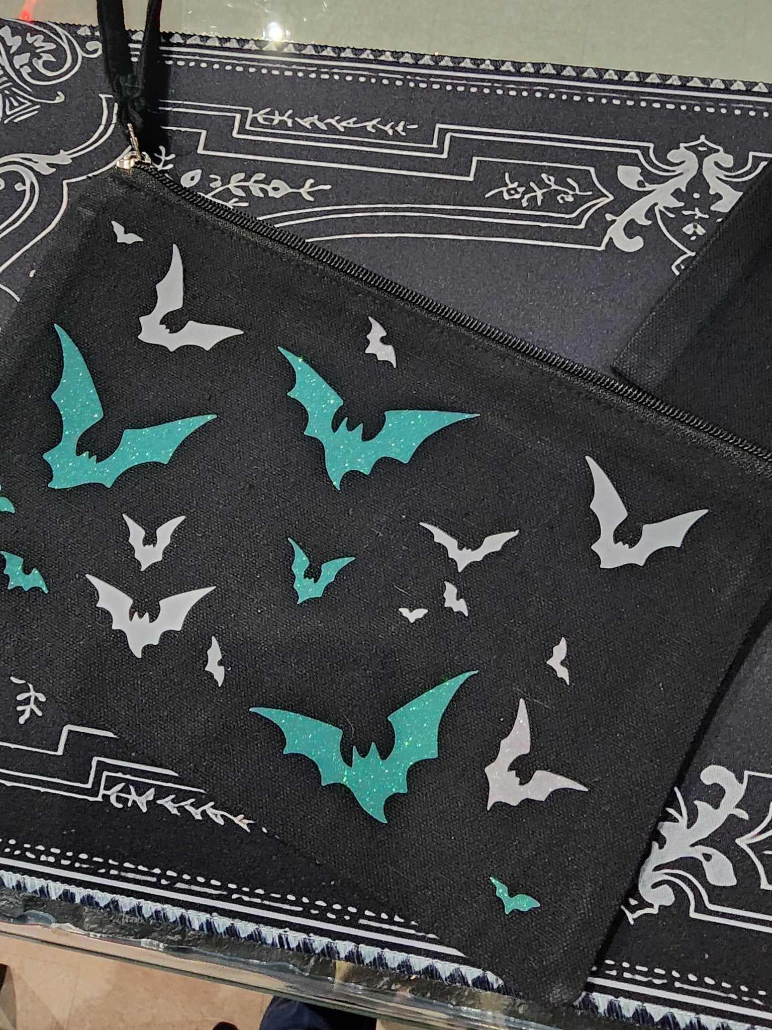 HAUNTED BATS Skull Hearts Neon Travel Bag Make up Bag Clothing - Gothic & Alternative Gift - Haunted