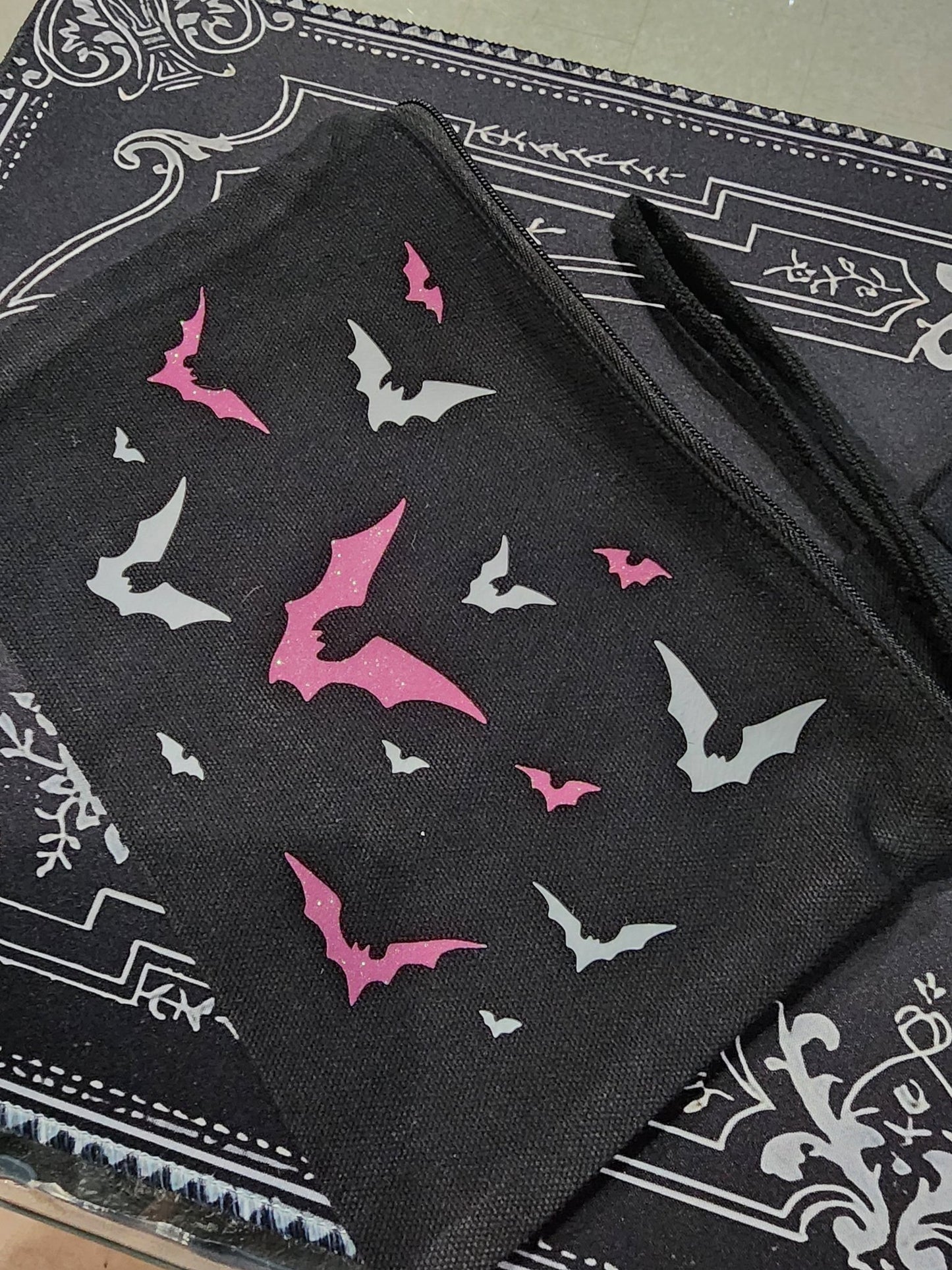 HAUNTED BATS Skull Hearts Neon Travel Bag Make up Bag Clothing - Gothic & Alternative Gift - Haunted