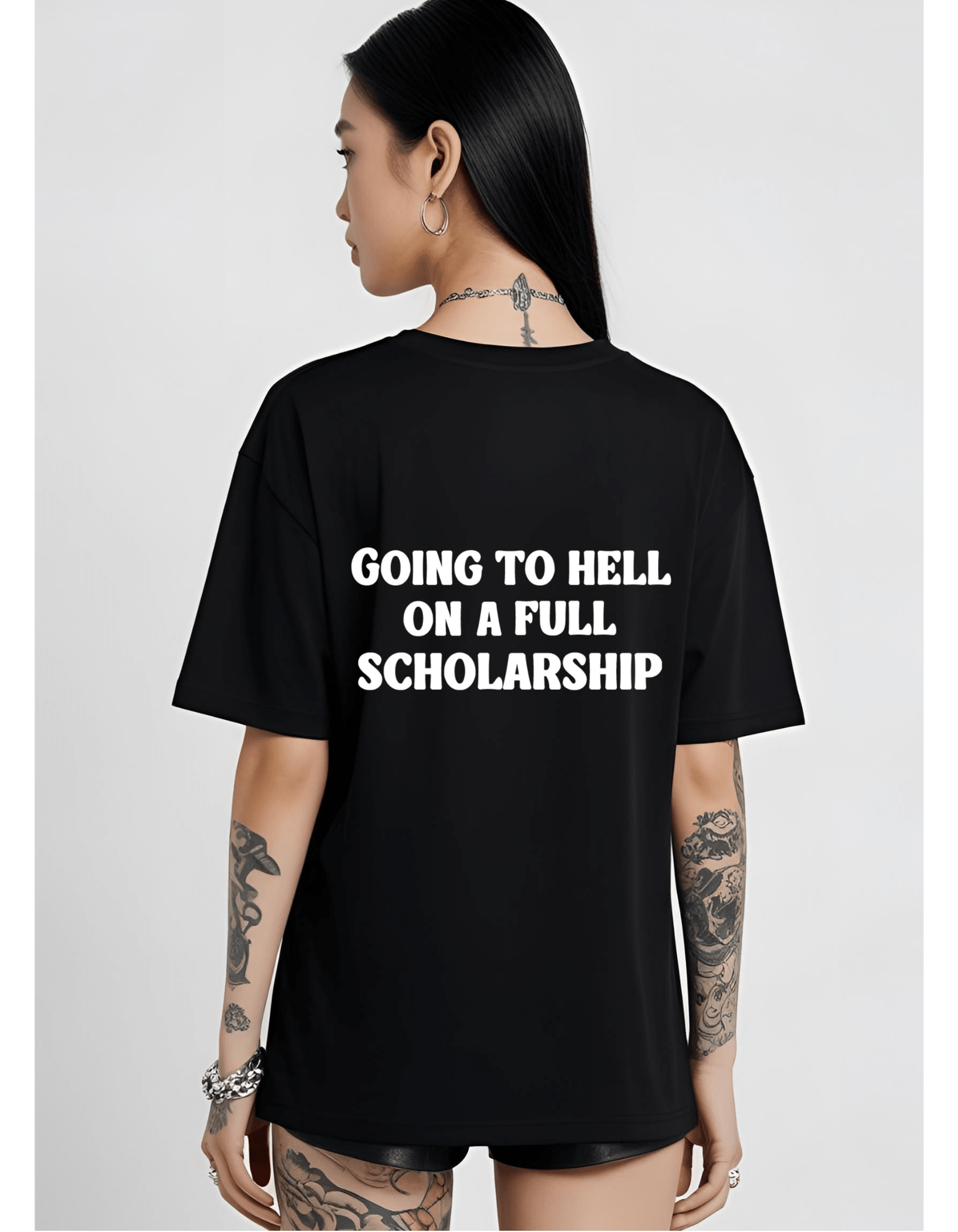 Haunted Going to Hell on a Full Scholarship Gothic T-Shirt-Black Clothing - Gothic & Alternative Gift - Haunted
