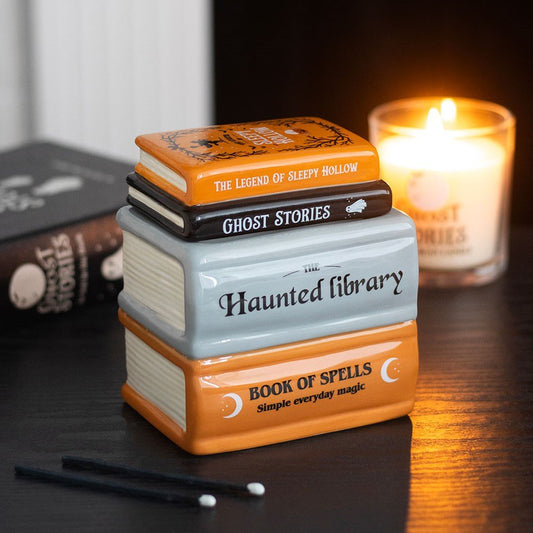 Haunted Library Book Stack Oil Burner & Wax Warmer Candle holders - Gothic & Alternative Gift - Haunted