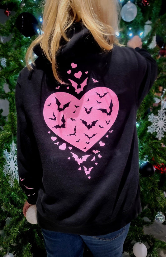 Haunted LOVE Bats Hooded Sweatshirt Clothing - Gothic & Alternative Gift - Haunted