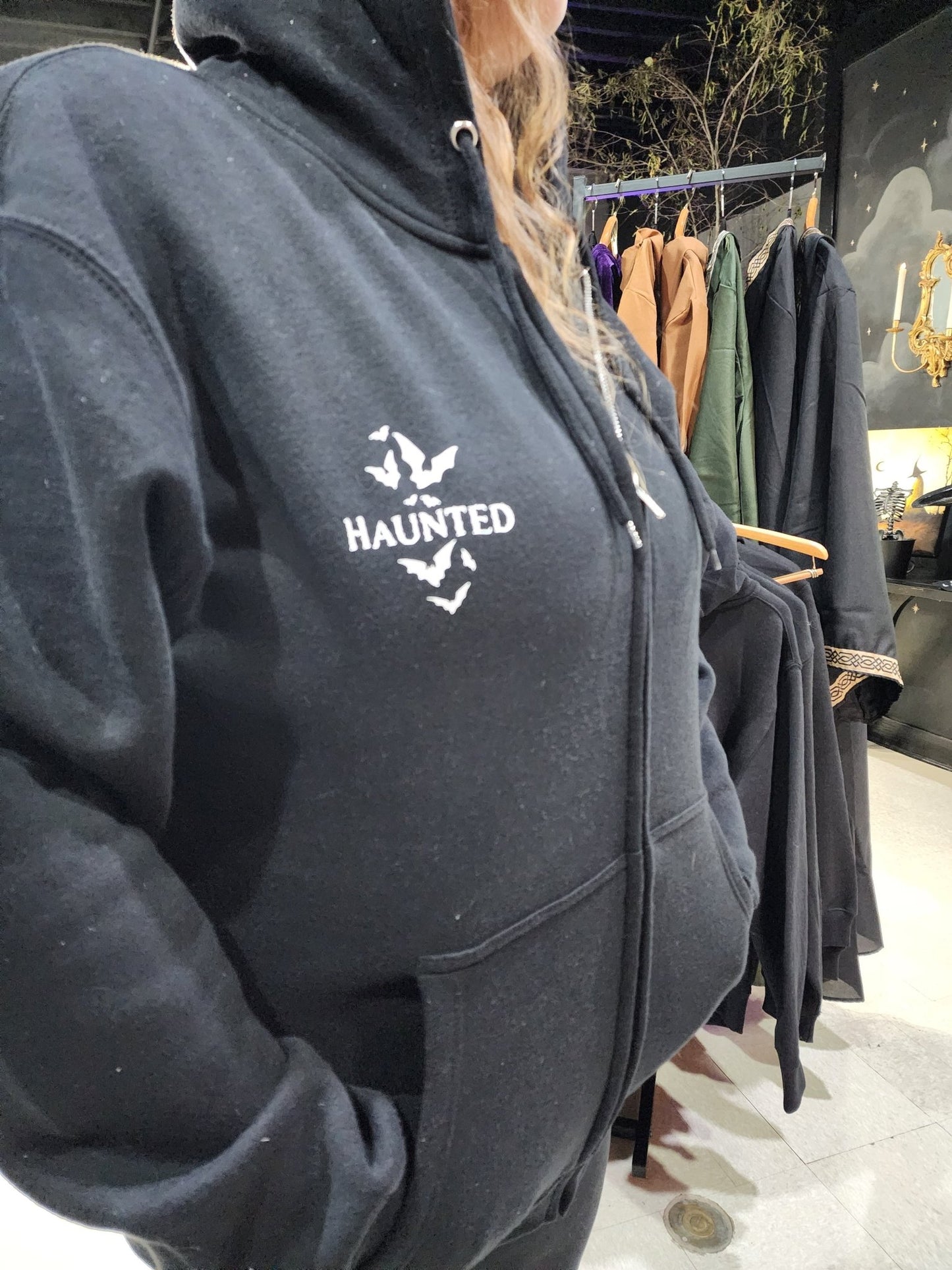 Haunted LOVE BATS Premium Full Zip Up Hoodie Unisex Clothing - Gothic & Alternative Gift - Haunted