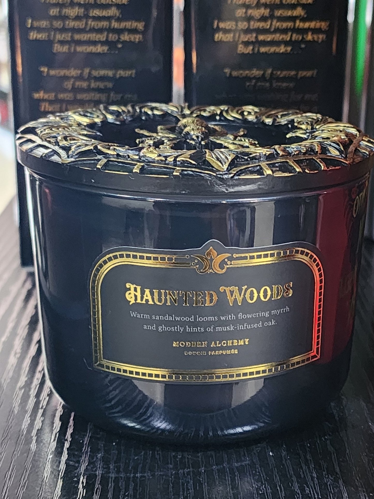 Haunted Woods with Spider Lid Victorian Goth Glass Candle Candles - Gothic & Alternative Gift - Haunted