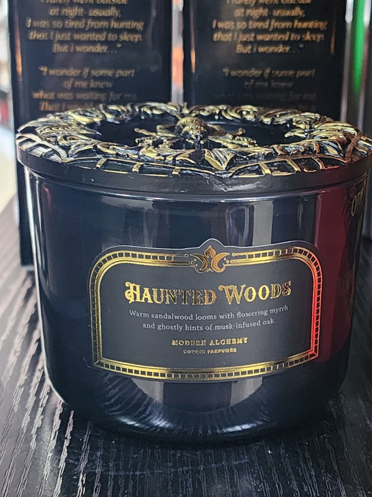 Haunted Woods with Spider Lid Victorian Goth Glass Candle Candles - Gothic & Alternative Gift - Haunted