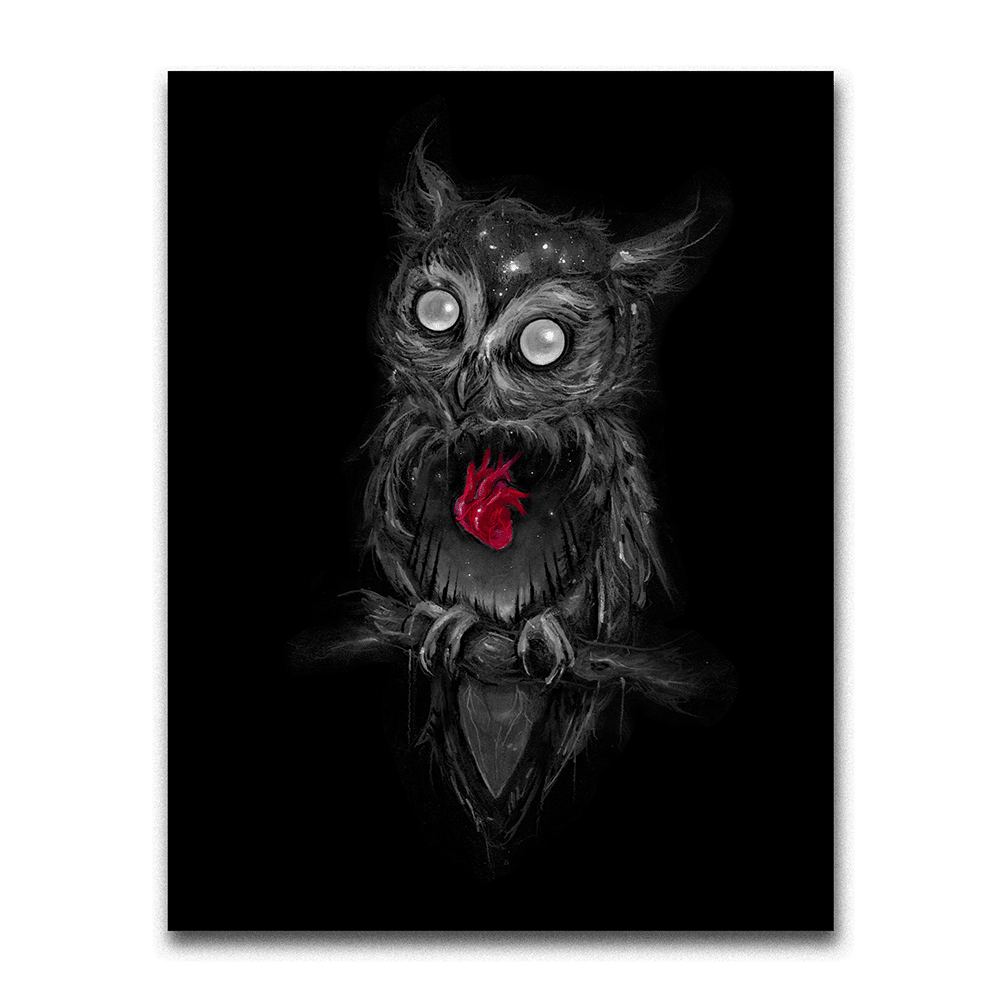 Heart of the Forest: 11x14 Framed Owl Print Original Artwork - Gothic & Alternative Gift - Haunted
