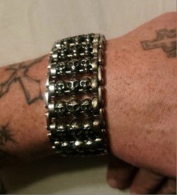 Heavy Wide Gothic Skull Stainless Steel Bracelet Jewelry - Gothic & Alternative Gift - Haunted