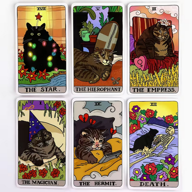 Hilarious Cute Cat Kitty Tarot Card Deck Witch Supplies - Gothic & Alternative Gift - Haunted