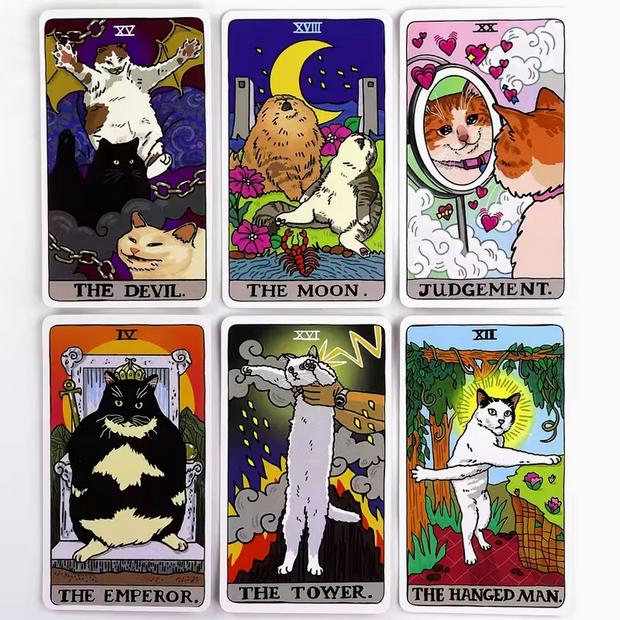 Hilarious Cute Cat Kitty Tarot Card Deck Witch Supplies - Gothic & Alternative Gift - Haunted