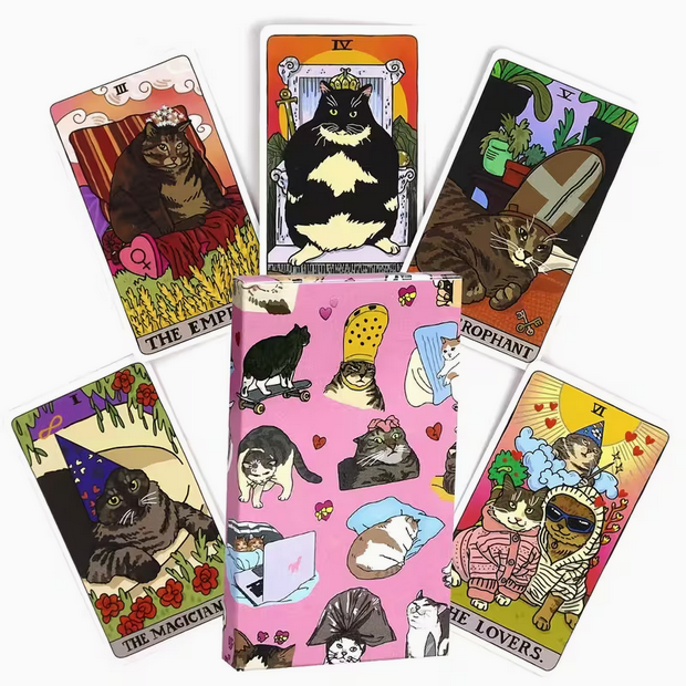 Hilarious Cute Cat Kitty Tarot Card Deck Witch Supplies - Gothic & Alternative Gift - Haunted