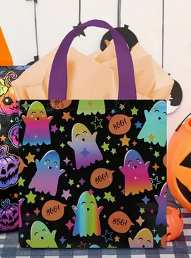 Holographic Halloween Shopping Bag Bats, Ghosts, Cats, Pumpkins Jack-O-Lantern Purses and Bags - Gothic & Alternative Gift - Haunted